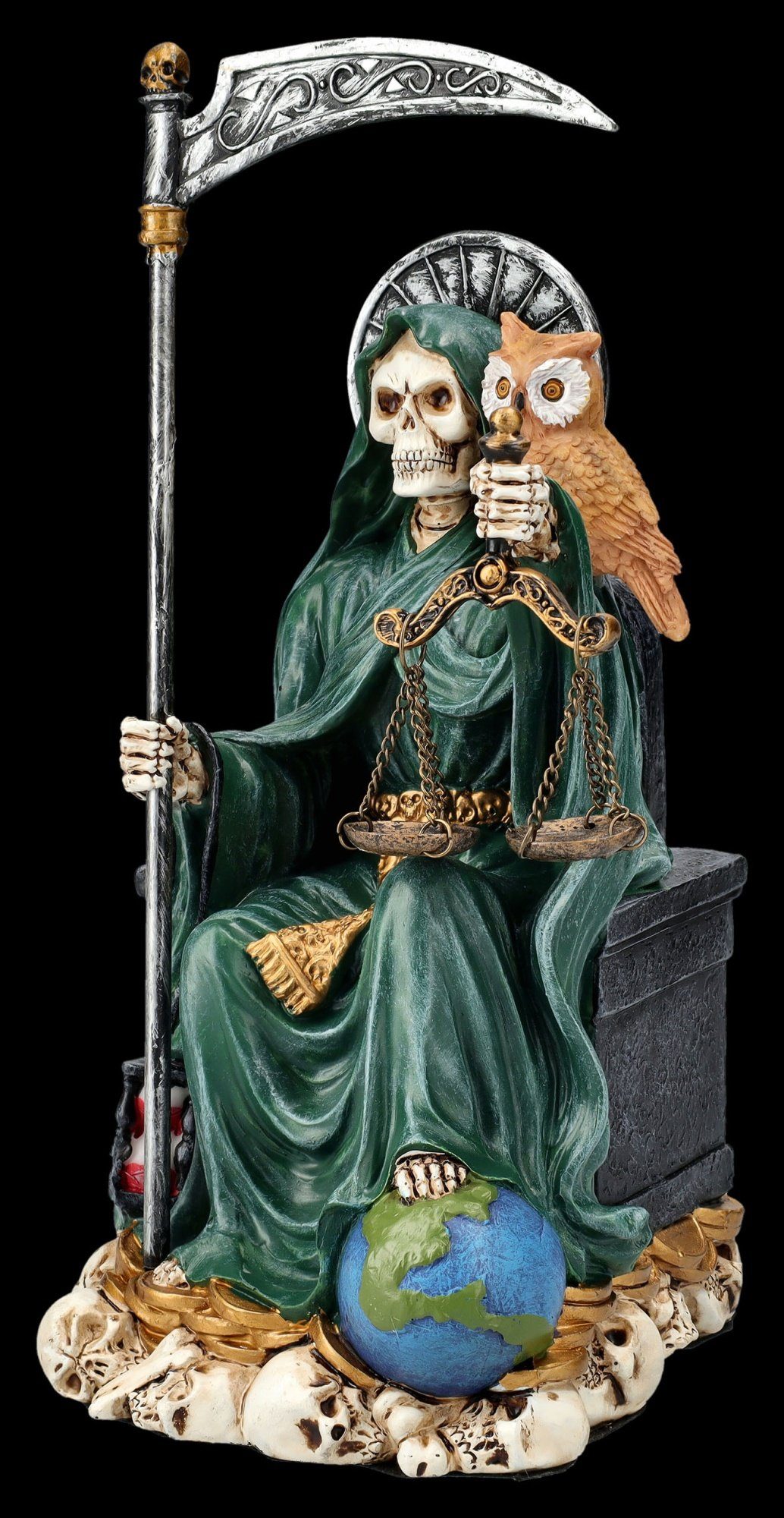 Figuren Shop - Santa grün Dekofigur Gothic Muerte Dekofigur mystische GmbH Figur Figur Sitzende