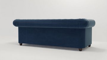 S-Style Möbel Chesterfield-Sofa Lena 3-Sitzer mit Schlaffunktion Samt Bezug, mit Bettfunktion, mit Wellenfederung