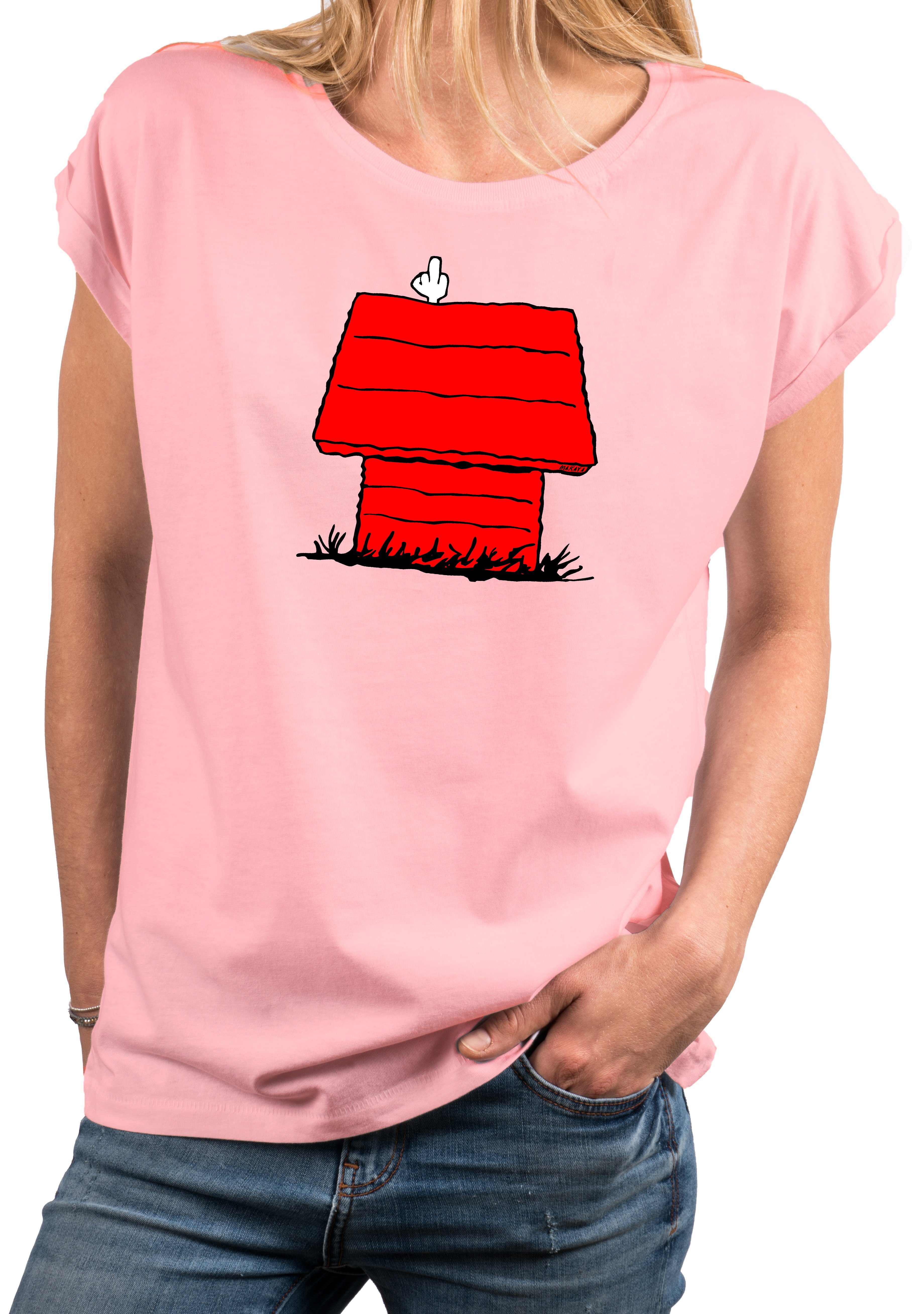 MAKAYA T-Shirt Damen Kurzarm Sommer Top mit Print Lustige Oberteile  Aufdruck Frauen (Rundhals, Blau, Grau, Rosa, Schwarz, Weiß) Baumwolle,  große Größen