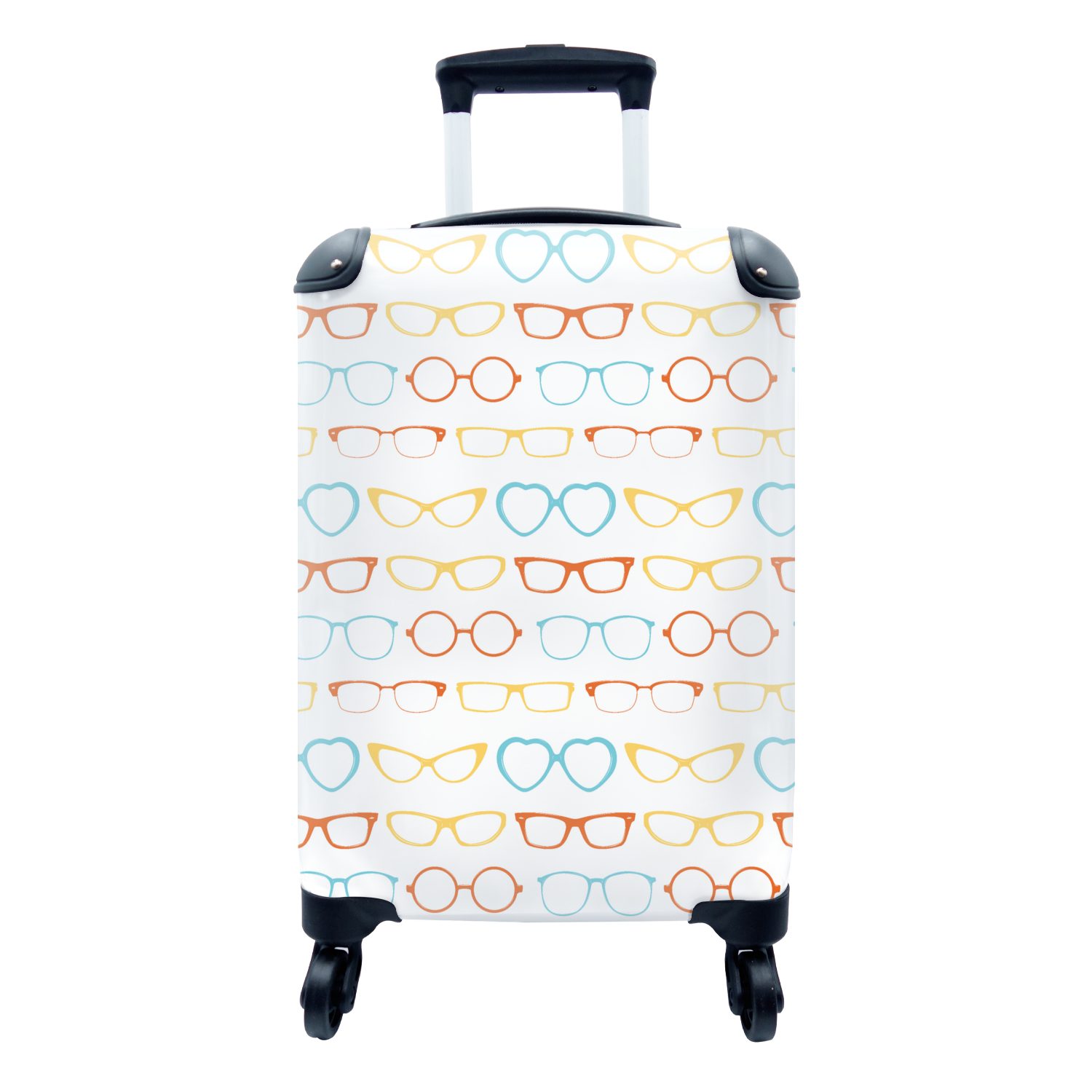 MuchoWow Handgepäckkoffer Brillen - Farben Handgepäck Trolley, - Rollen, mit 4 Reisekoffer Ferien, Muster, rollen, für Reisetasche