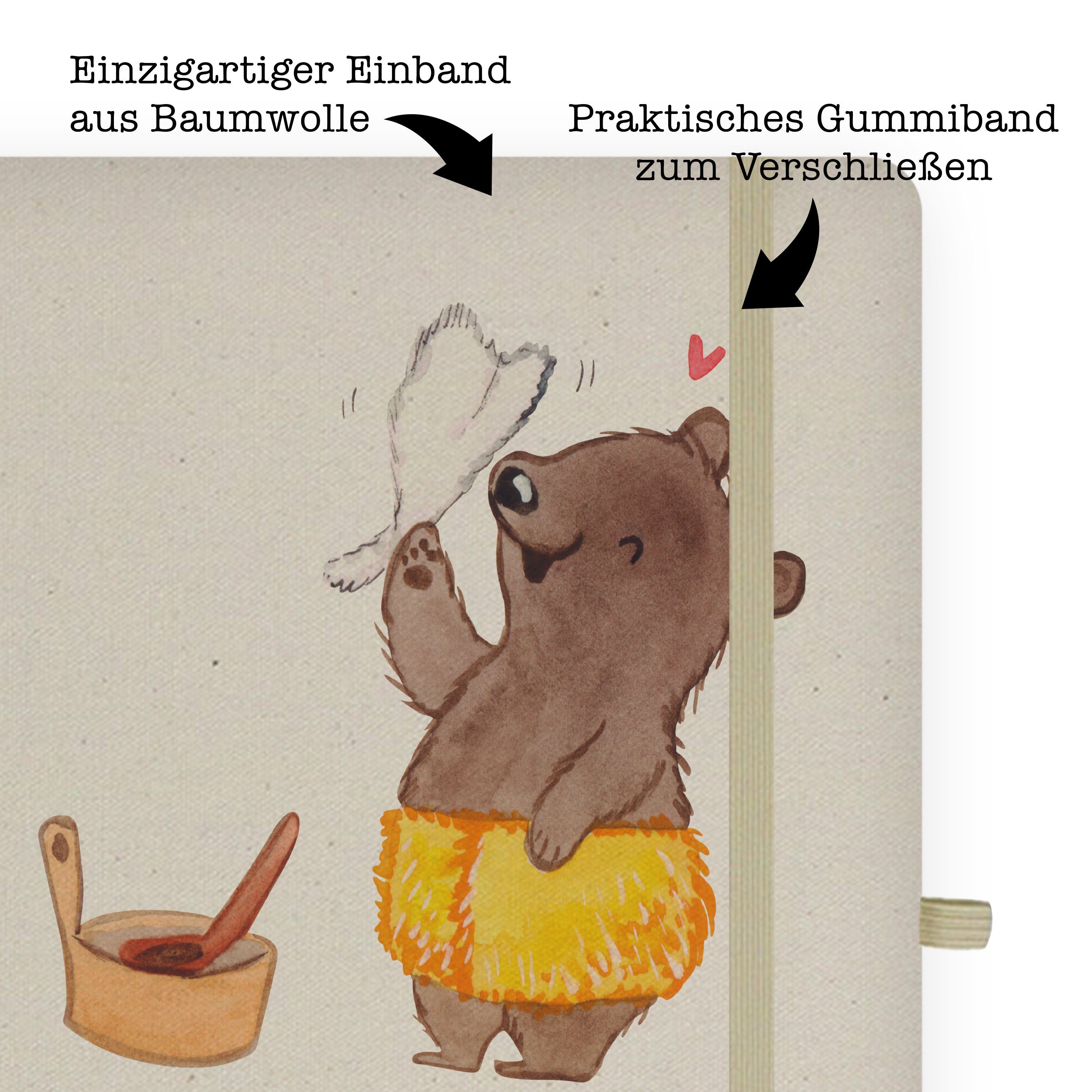 Mr. & Mrs. Panda Notizbuch & Geschenk, - Panda Adressbuch, Transparent Herz - mit Firma, Saunameister Mrs. Mr. No