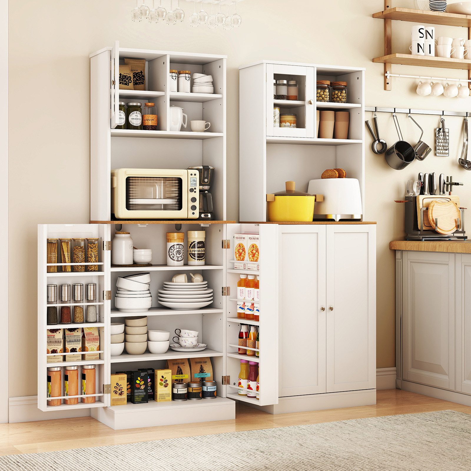 COSTWAY Küchenbuffet Küchenschrank mit Arbeitsplatte & günstig online kaufen