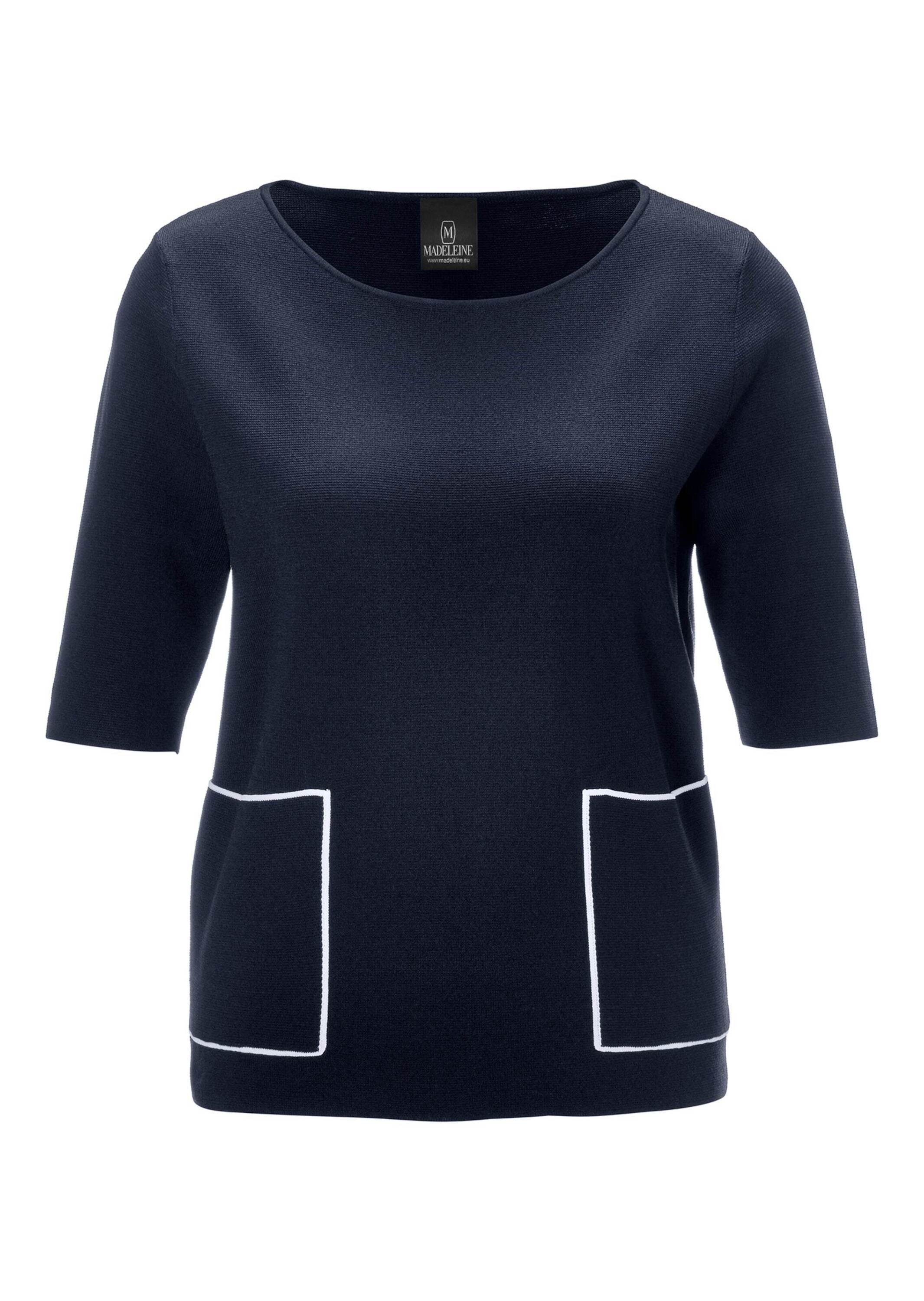 Strickpullover Pullover mit Kurzarm und aufgesetzten Taschen