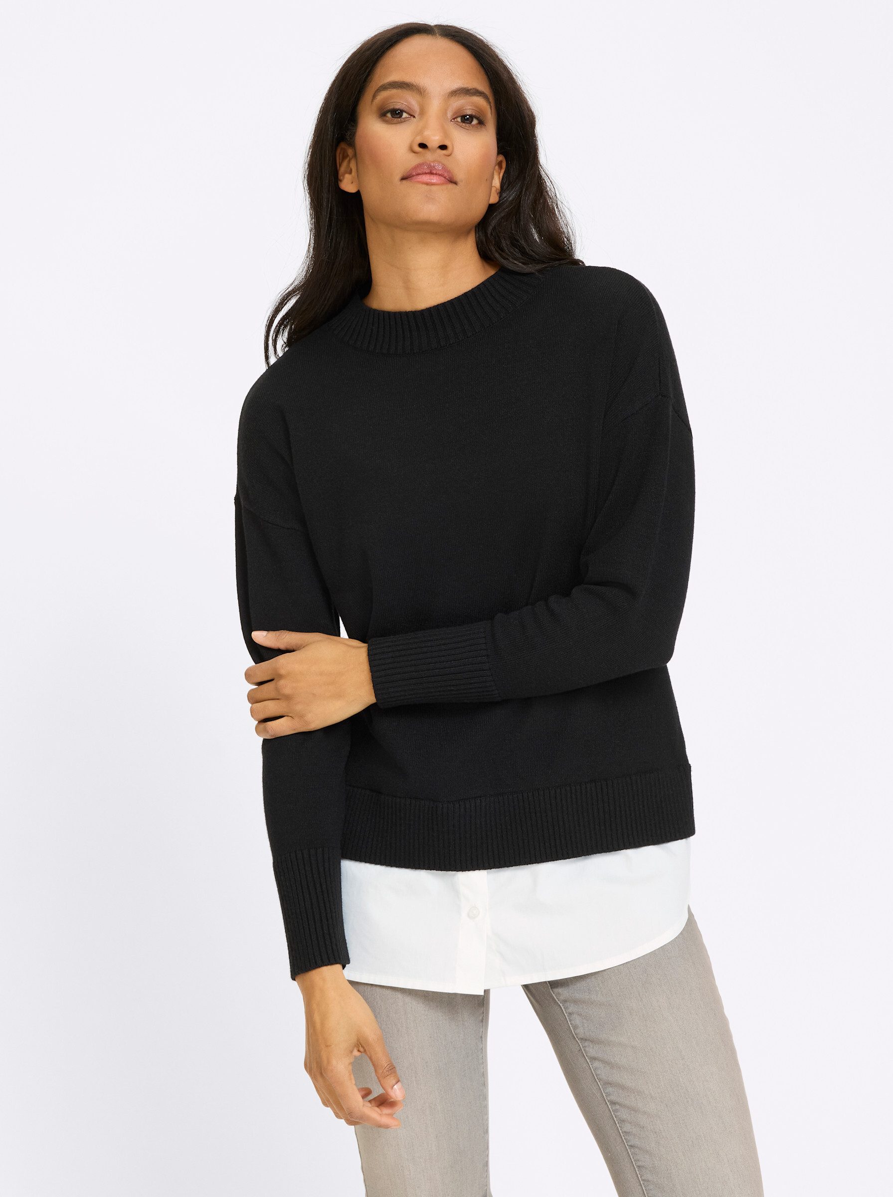 heine Strickpullover 2-in-1-Pullover Langarm Feinstrick