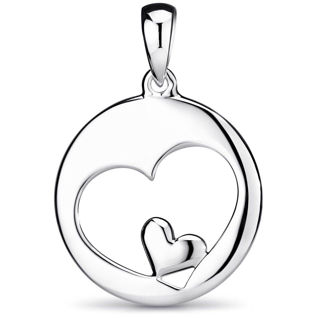 Kettenanhänger Damen Silber Herzen Liebe Rund Ø16mm KA-60