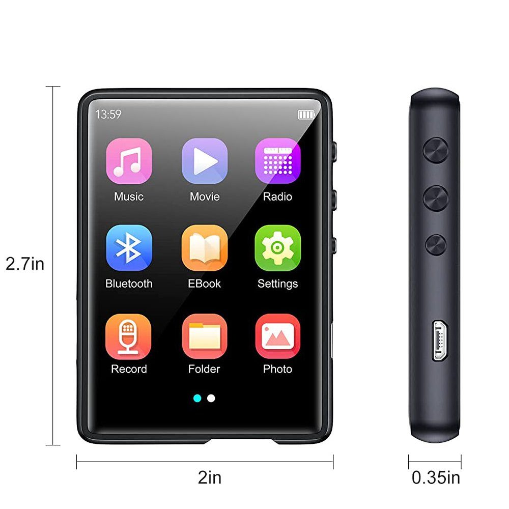 5.0, MP3-Player GelldG Bluetooth HiFi MP3-Player MP3 16GB Player Touchscreen
