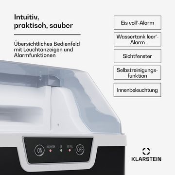 Klarstein Eiswürfelmaschine Wallberg nugget ice maker 12 kg black, Elektrischer Eiswürfelbereiter Eismachinen Wassertank