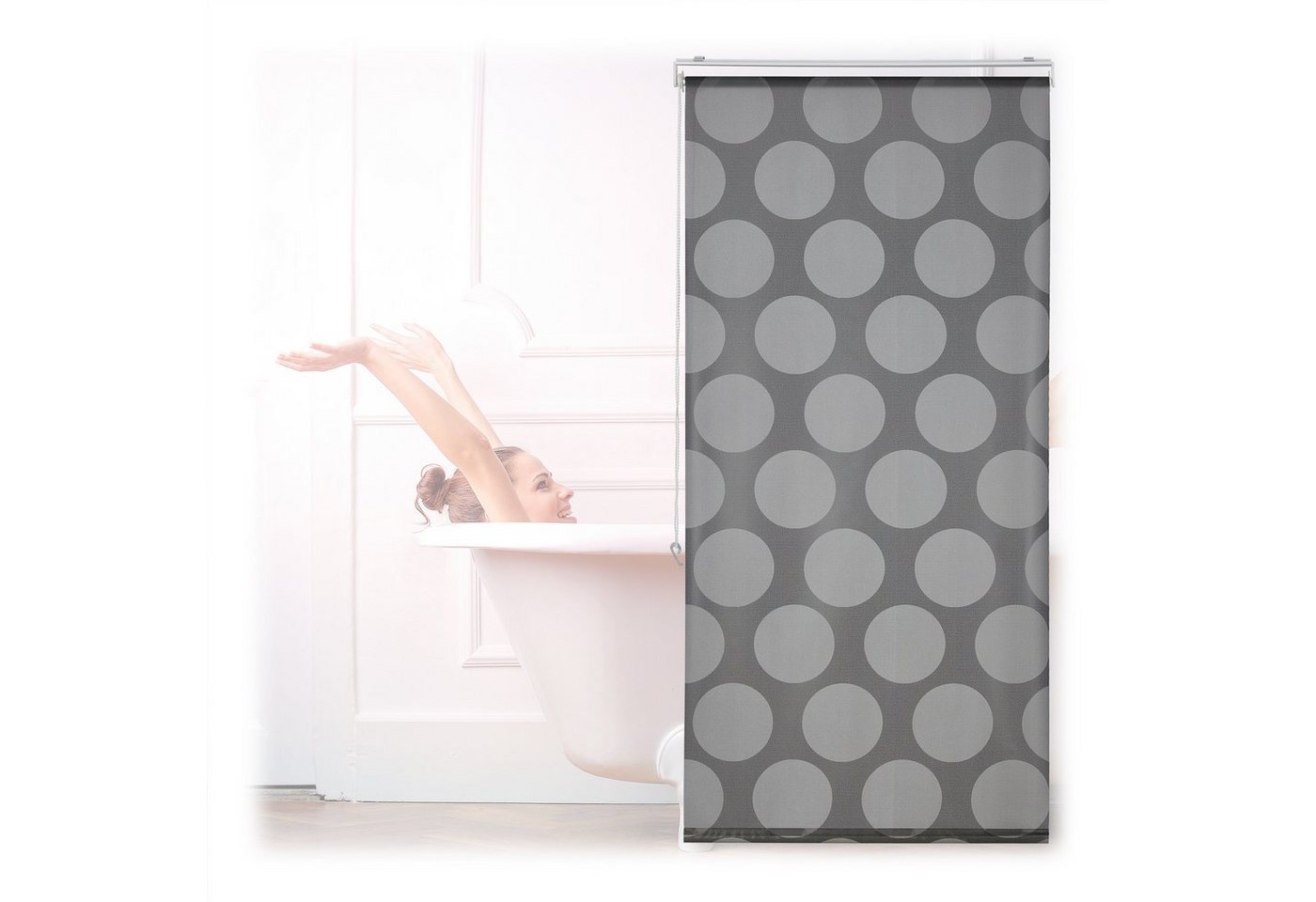 relaxdays Duschrollo grau Punkte Breite 80 cm (1-tlg), 80x240cm