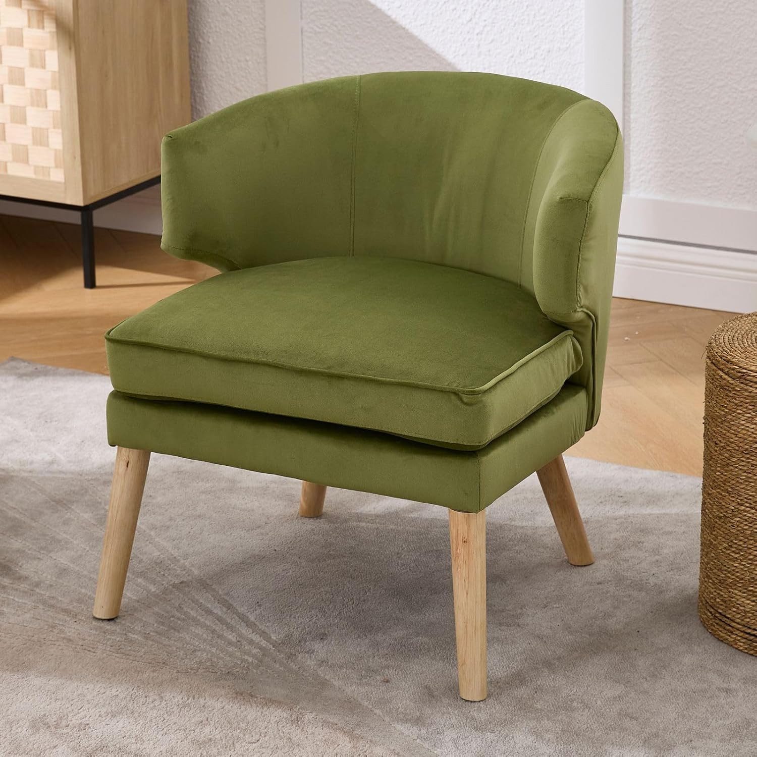 CHAIRUS Loungesessel Chenille/Samt-Sessel mit Holzbeinen&Doppelkissen für günstig online kaufen