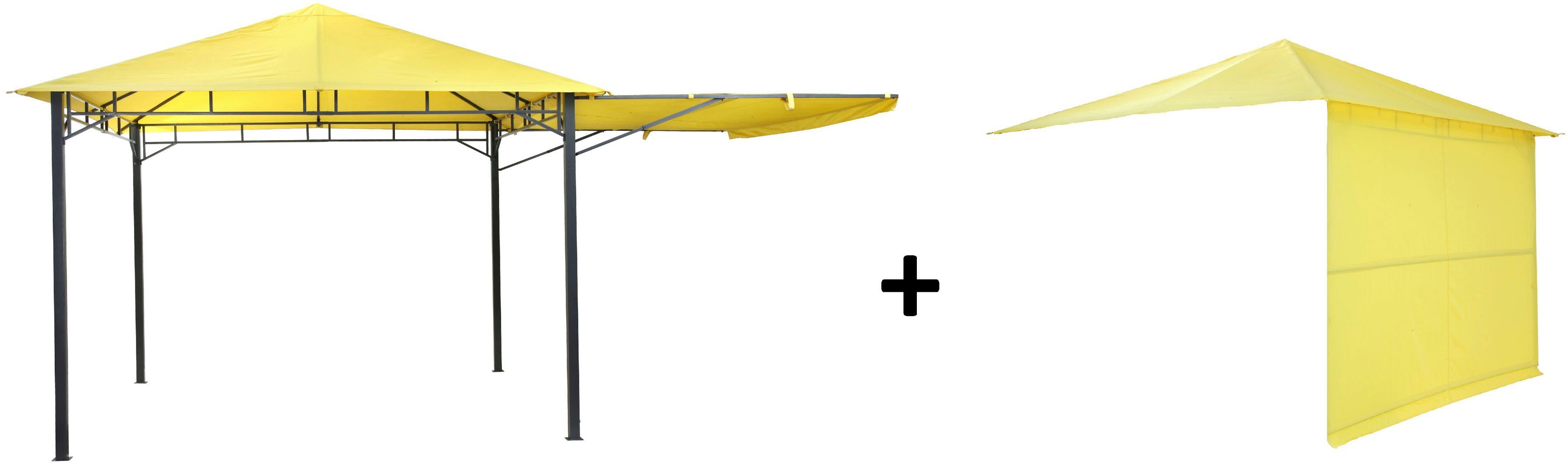 Tepro Pavillon Lehua, mit 1 Seitenteilen, (Set, inkl. Ersatzdach), BxTxH: 330x330x285 cm, Seitenteil als Markise ausklappbar