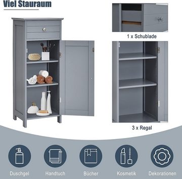 KOMFOTTEU Midischrank Badschrank mit Schublade, 30 x 35 x 87 cm