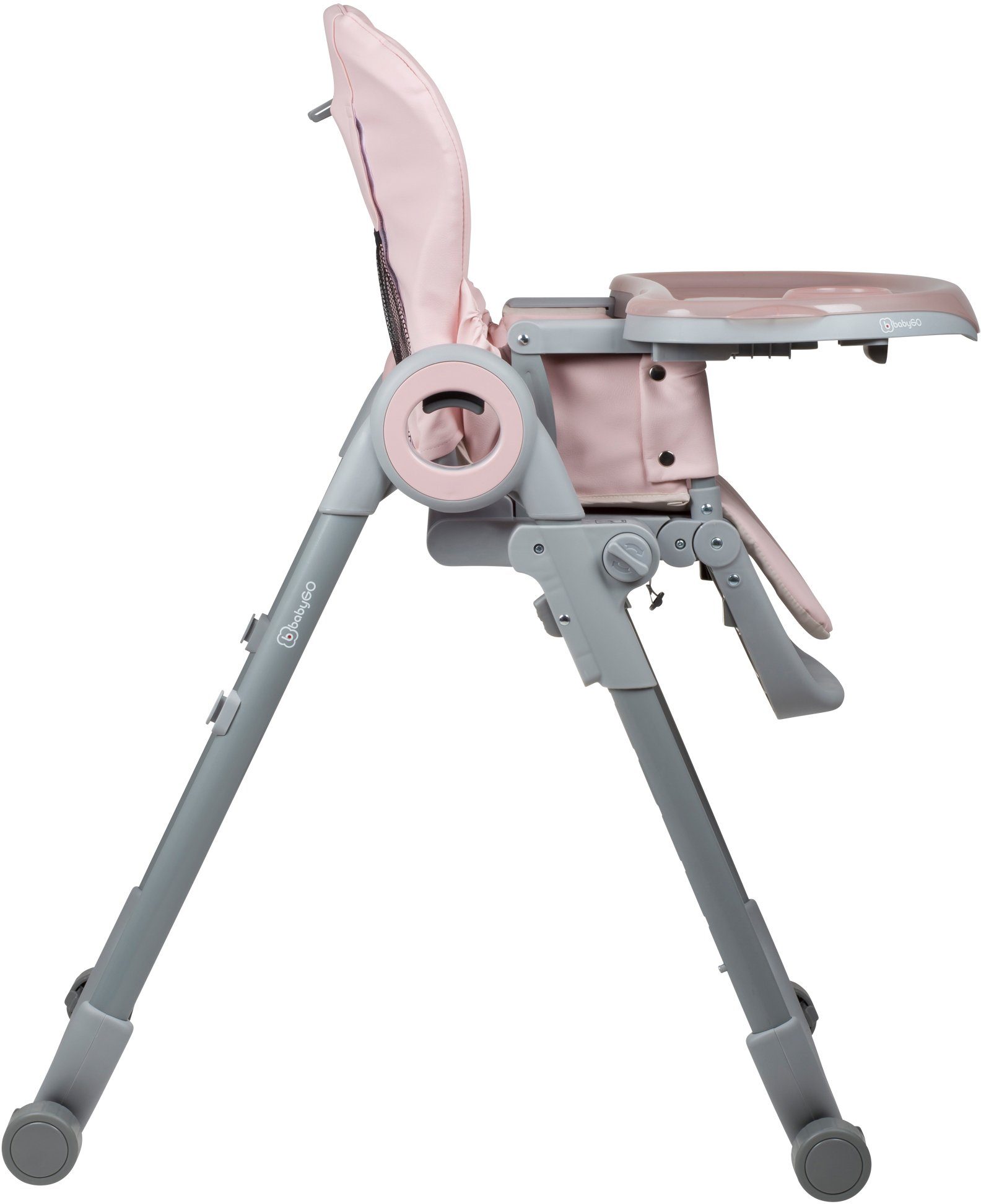 Hochstuhl zusammenklappbar pink, platzsparend BabyGo Divan,