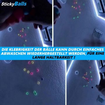 MAVURA Spielball StickyBalls GLOW Leuchtende Neon Klebebälle Klebe (Squishy Squeeze Bälle für die Decke), Spaß Antistress Ball Schleim [4er Set]