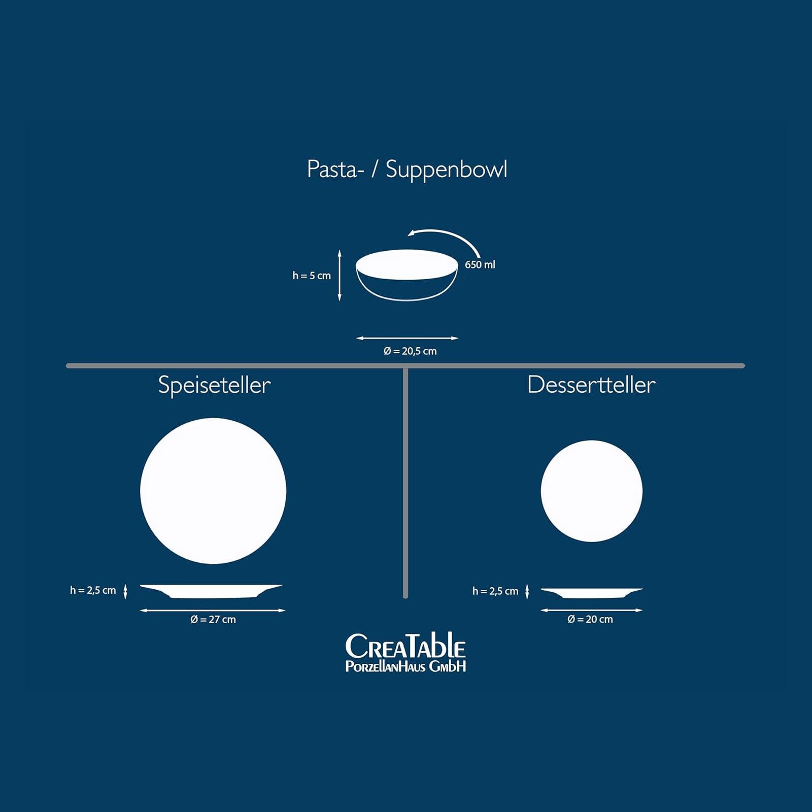 CreaTable Geschirr-Set 20374, Elegante Coupeform