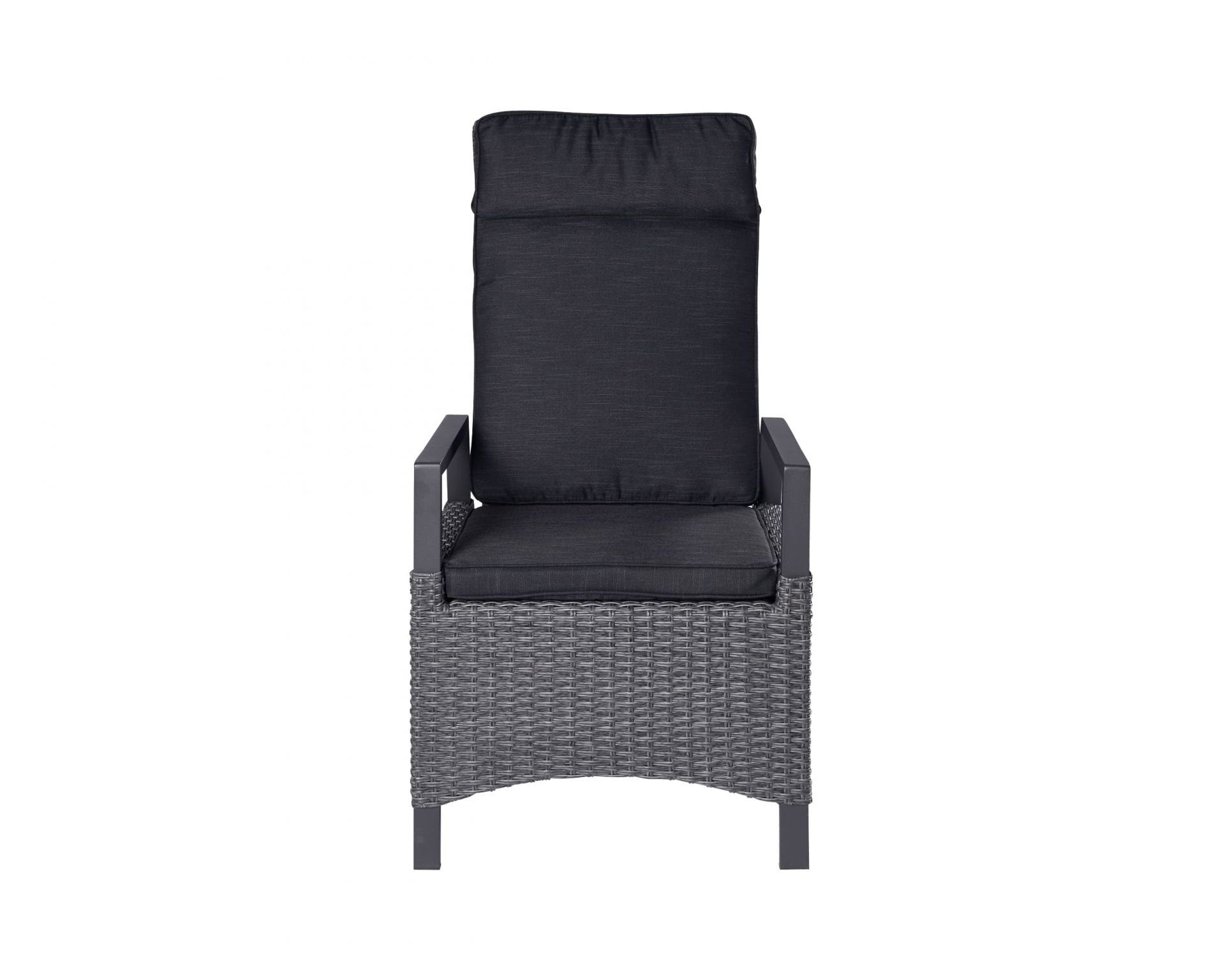 dasmöbelwerk Gartenstuhl Positionsstuhl Nizza Verstellsessel Gartenstuhl Esstischstuhl Grau, Die Armlehnen passen unter jeden handelsüblichen Gartentisch