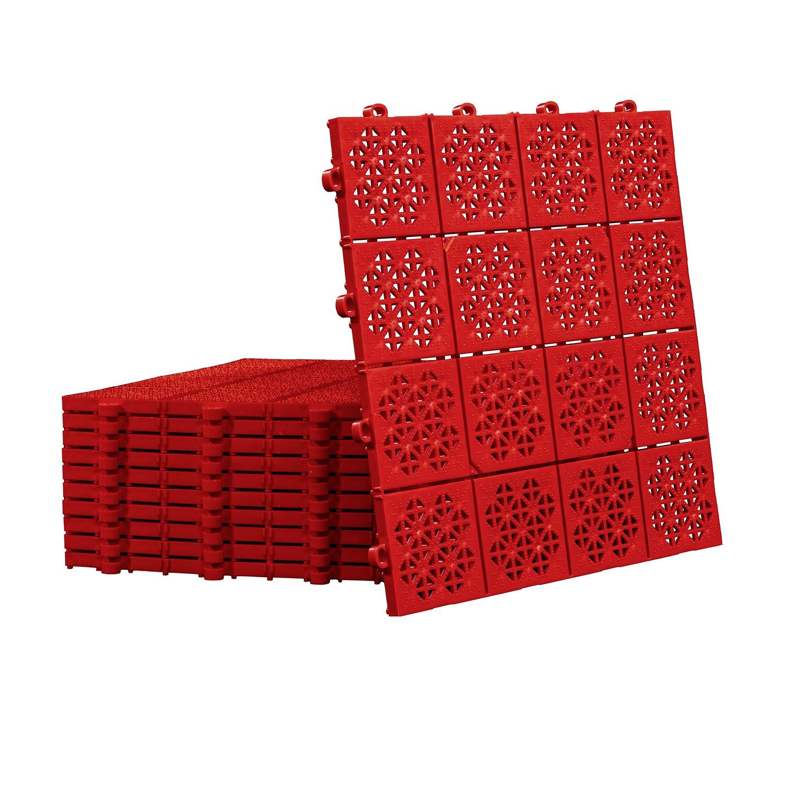 Fixkraft Bodenfliese 11x Bodenfliese 1 m², Terrassenfliese Werkstattboden Rot, Kunststoff 30x30, Rot