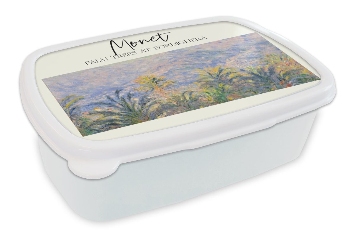 MuchoWow Lunchbox Monet - Kunst - Alte Meister, Kunststoff, (2-tlg), Brotbox für Kinder und Erwachsene, Brotdose, für Jungs und Mädchen weiß