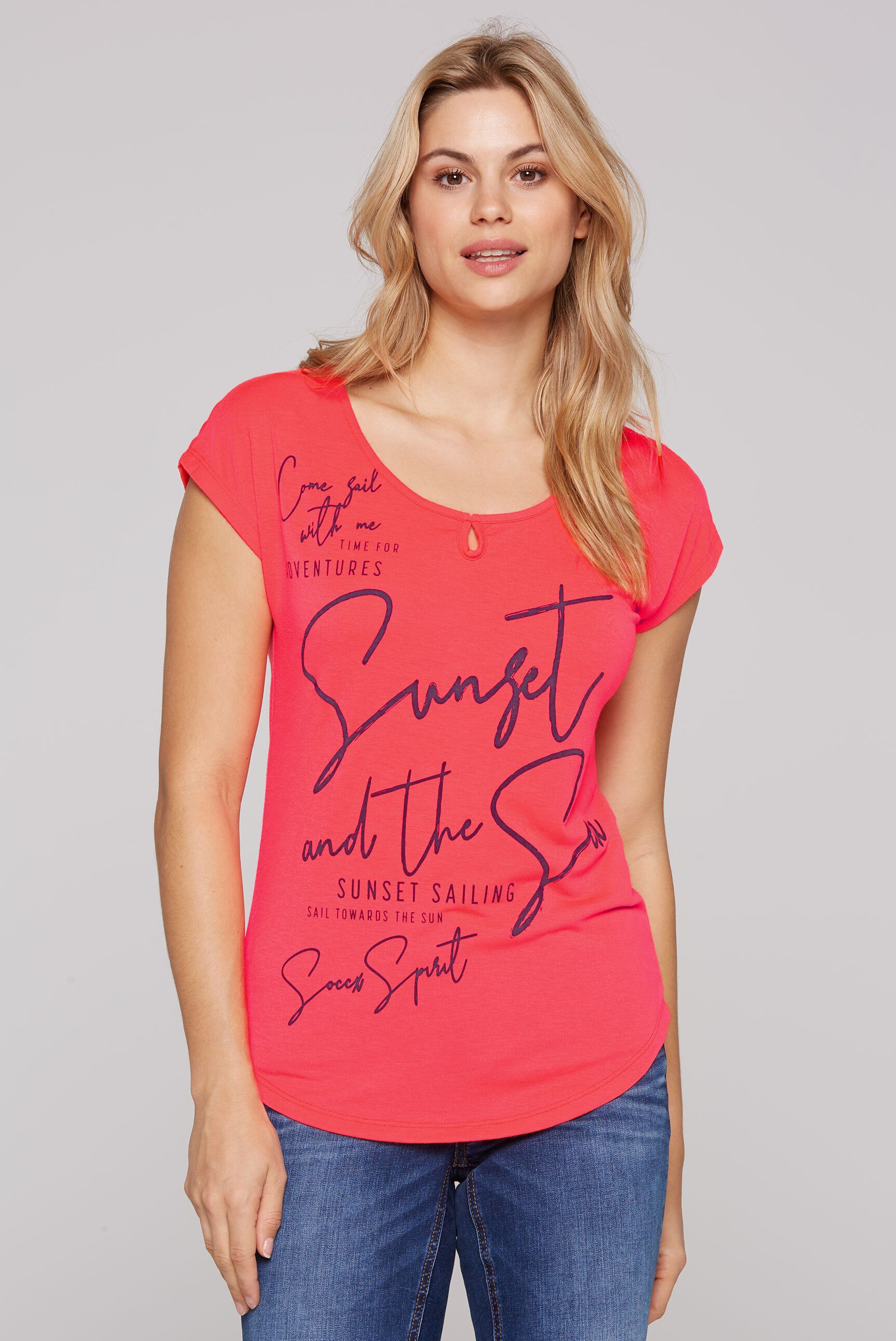 SOCCX Rundhalsshirt mit Cut-Outs günstig online kaufen