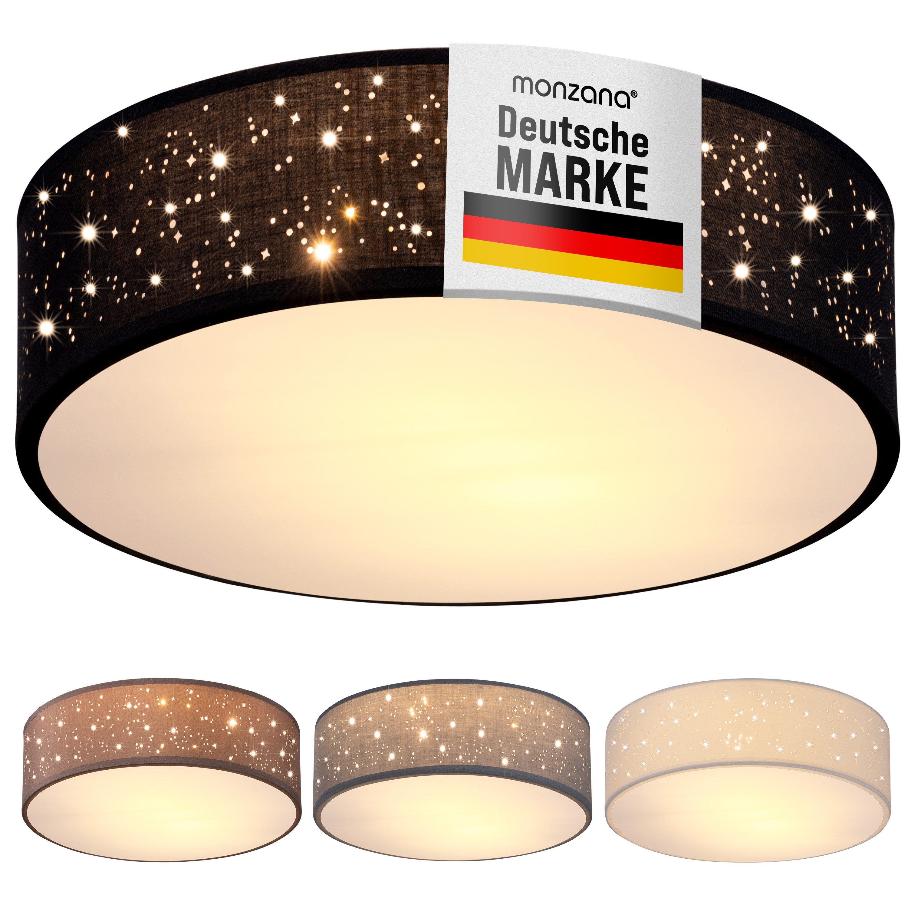 monzana Deckenleuchte, 38 cm, Sternenhimmel Rund Stoffschirm 38 cm 2-Flammi günstig online kaufen