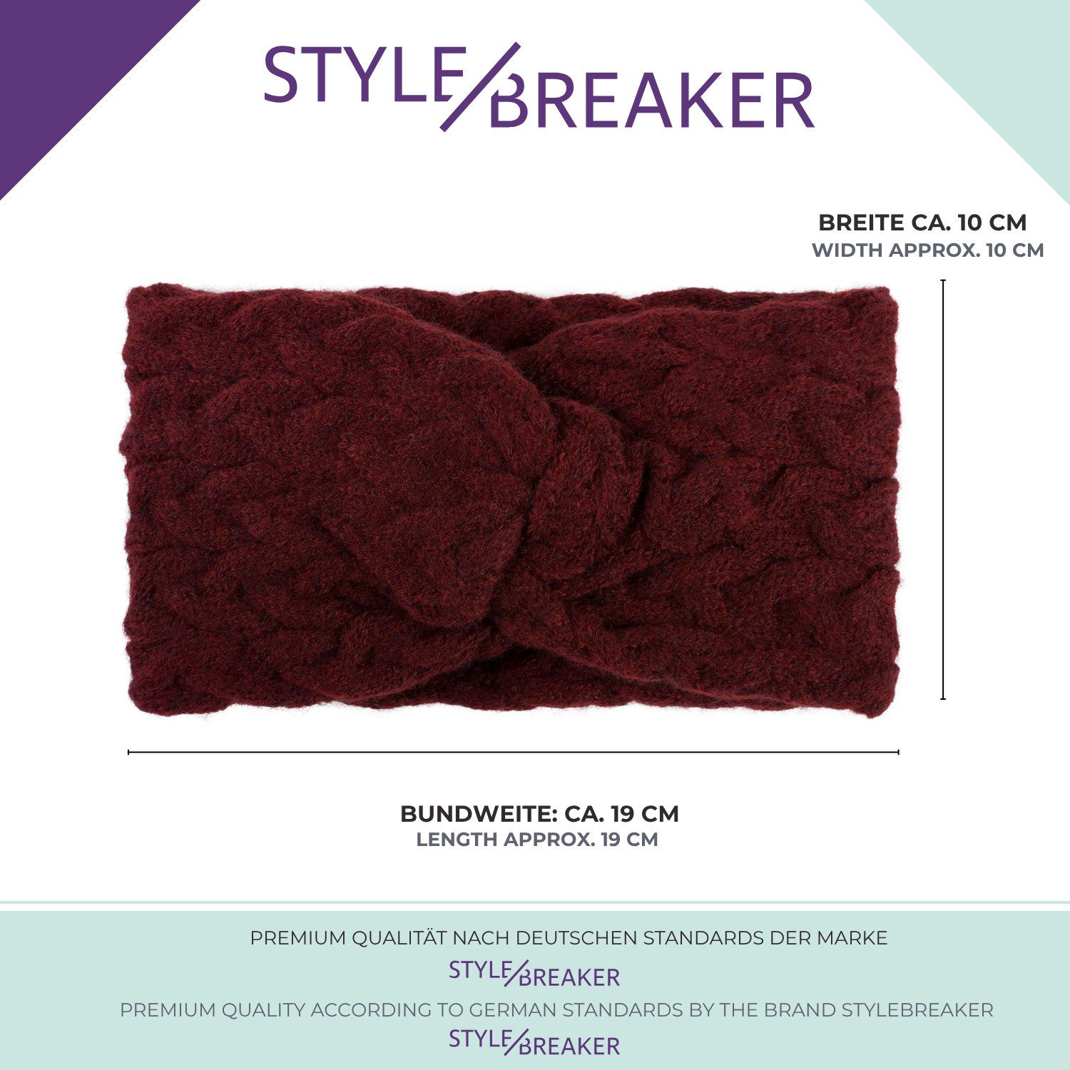 styleBREAKER Stirnband Strick Stirnband mit Zopfmuster und Twist Knoten (1-St)