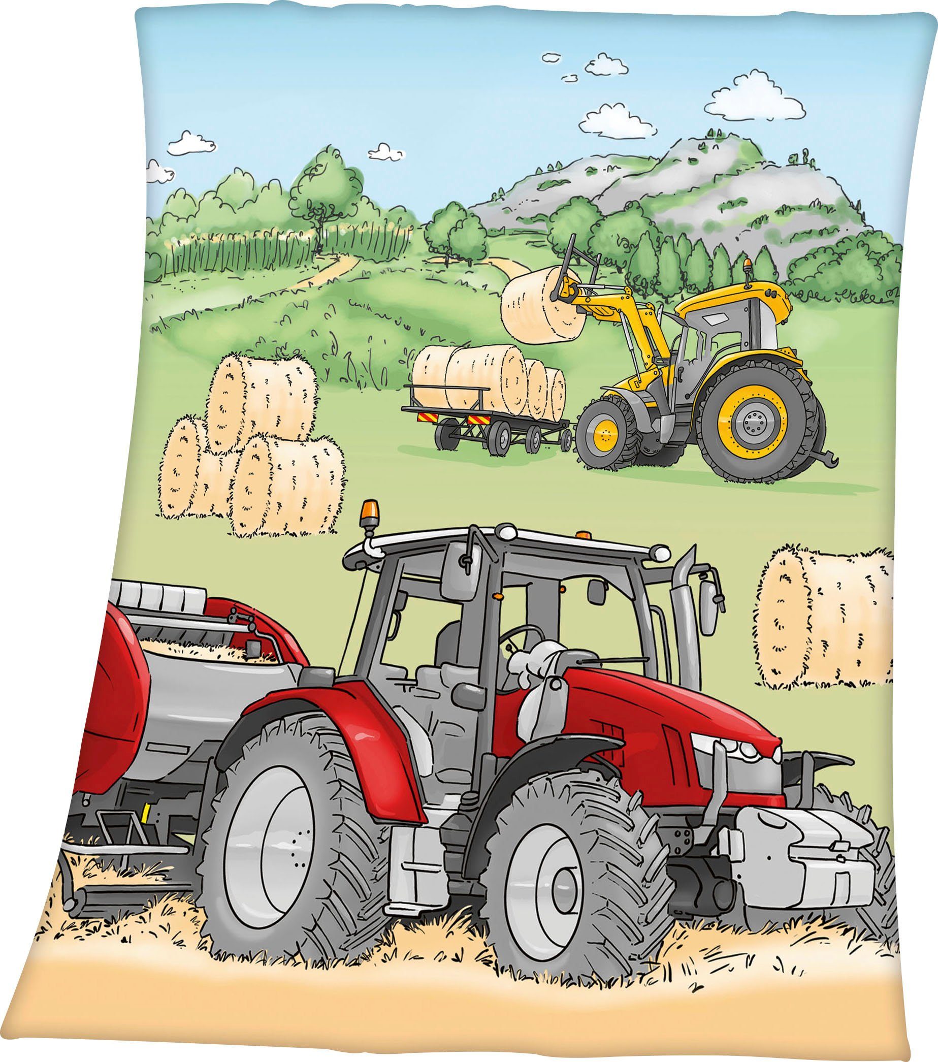 Herding Traktor, mit Young Collection, Kuscheldecke Kinderdecke tollem Motiv, Traktor