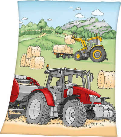 Kinderdecke Traktor, Herding Young Collection, mit tollem Traktor Motiv, Kuscheldecke