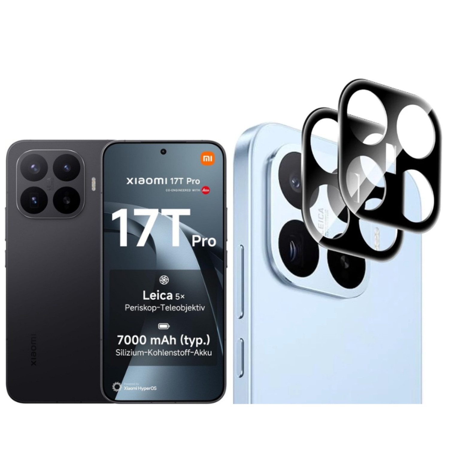 CLM-Tech Kameraschutzglas 2X für Xiaomi 17T Pro / Xiaomi 17T - für Xiaomi 17T Pro, Linse Schutzglas 9H Glas - Folie kristallklar Panzerglas, 2 Stück, Kratzfest