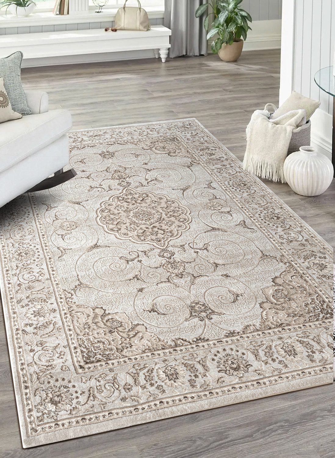 Carpetilla Designteppich Designer Wohnzimmer Teppich Richmond Vintage Vizon günstig online kaufen