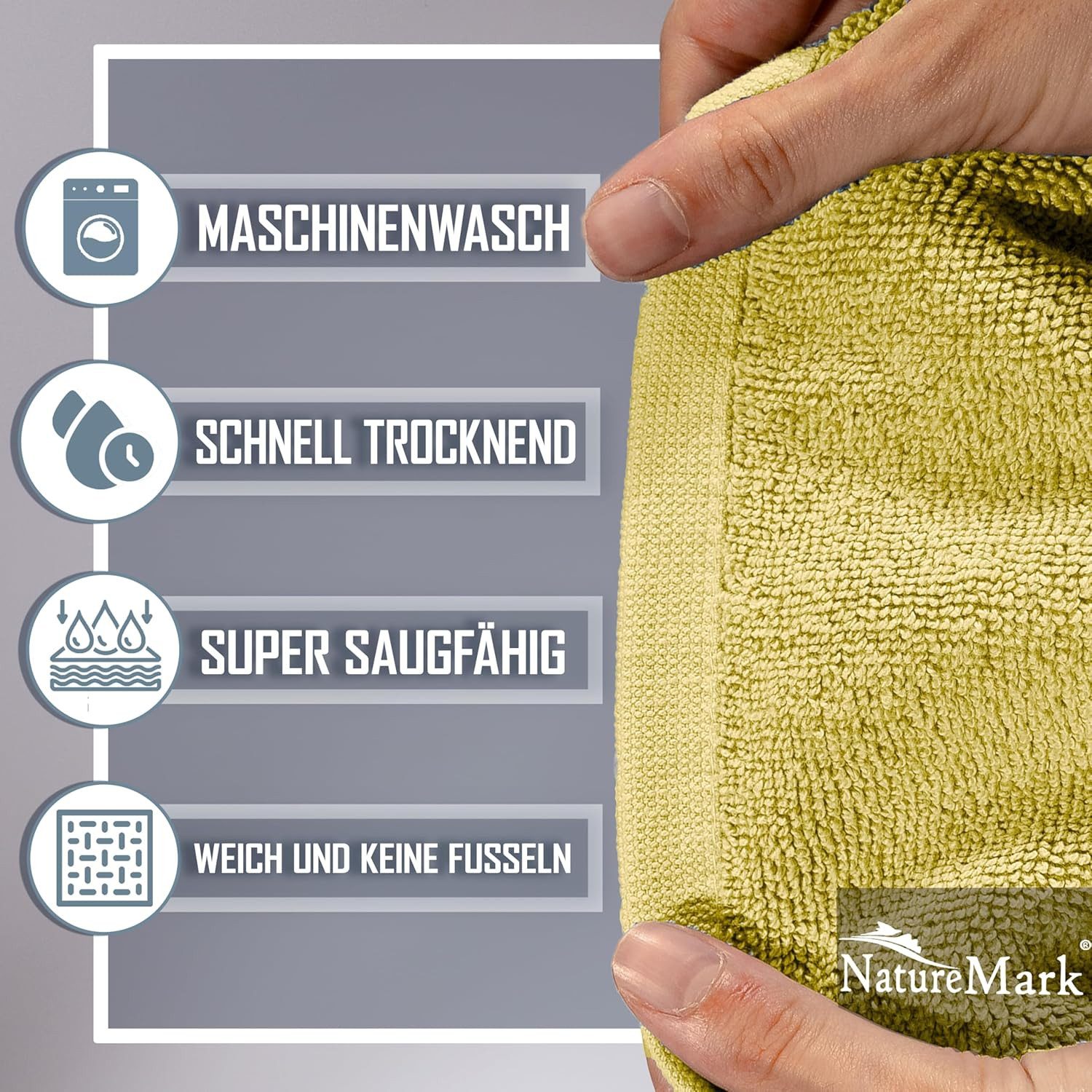 NatureMark Badematte 2er-Set Badvorleger 50x80cm, strapazierfähig, Baumwolle, rechteckig, Badematte 2-tlg., Duschmatte Duschvorleger, Premium Qualität, 50x80cm, Gelb