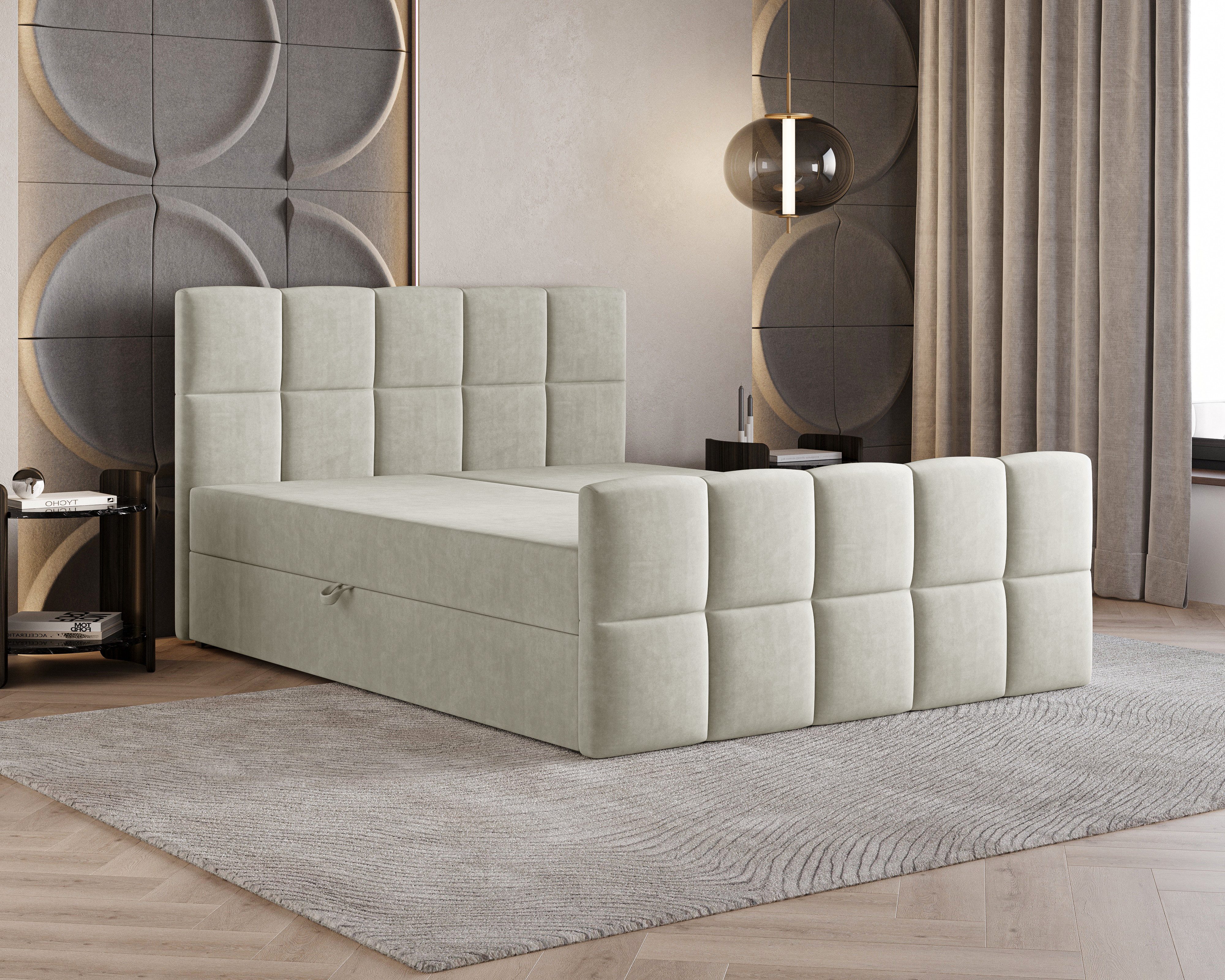 B&B Home Boxspringbett Boxbett Coriano II 180 cm 200 cm (H3 Matratze Bonellfederung, Kopfteil, Bettkasten und Topper)
