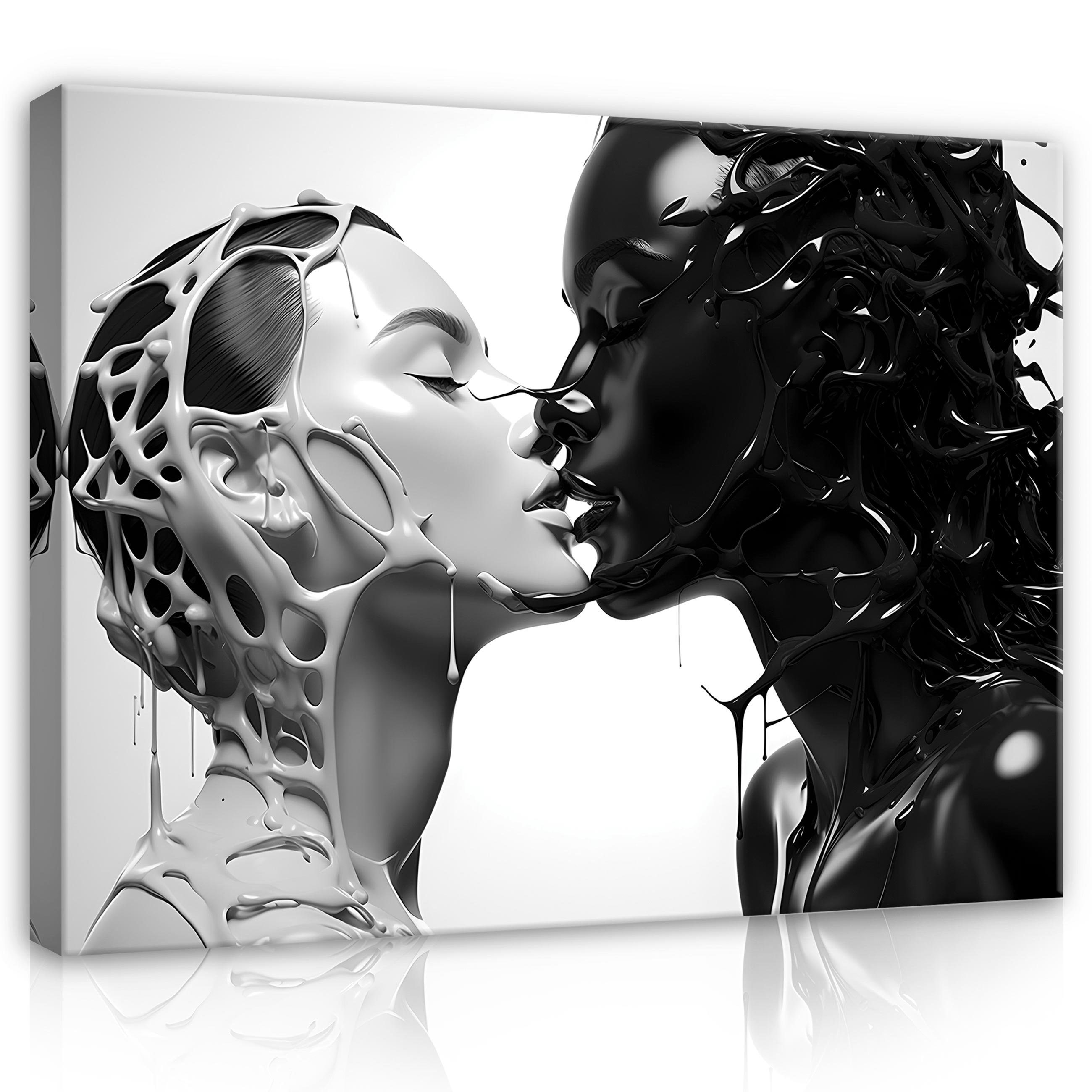 Wallarena Leinwandbild Frau Schwarz Kunst Abstraktion Wandbild XXL Leinwand günstig online kaufen
