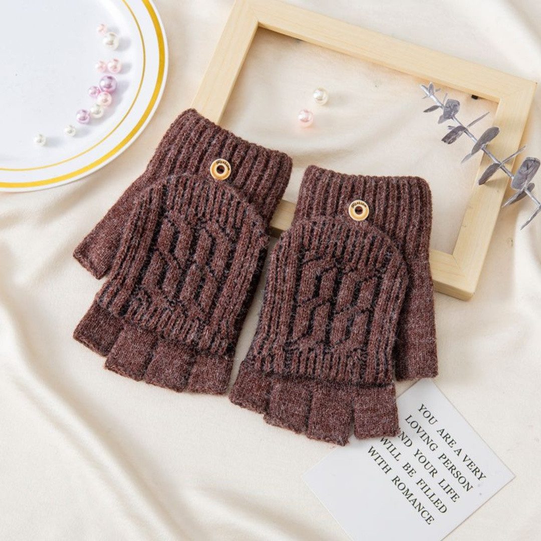 Coonoor Strickhandschuhe Halbfingerhandschuhe mit Kappe,Winter Flip günstig online kaufen