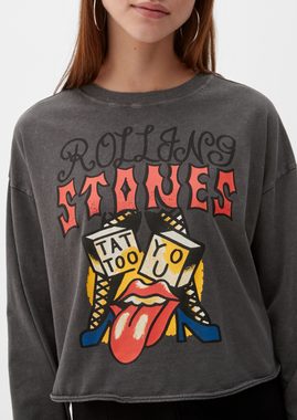 QS Langarmshirt Shirt mit Rolling-Stones-Print Garment Dye