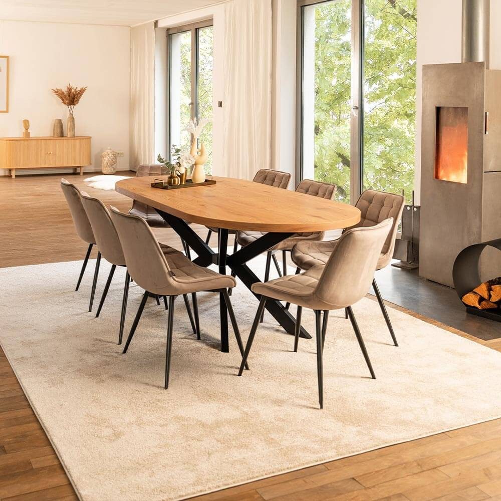 HOME DELUXE Esstisch AVENTI 160-200 x 100 cm, ausziehbar bis 200 cm, Küchentisch mit Metallgestell, Esszimmertisch