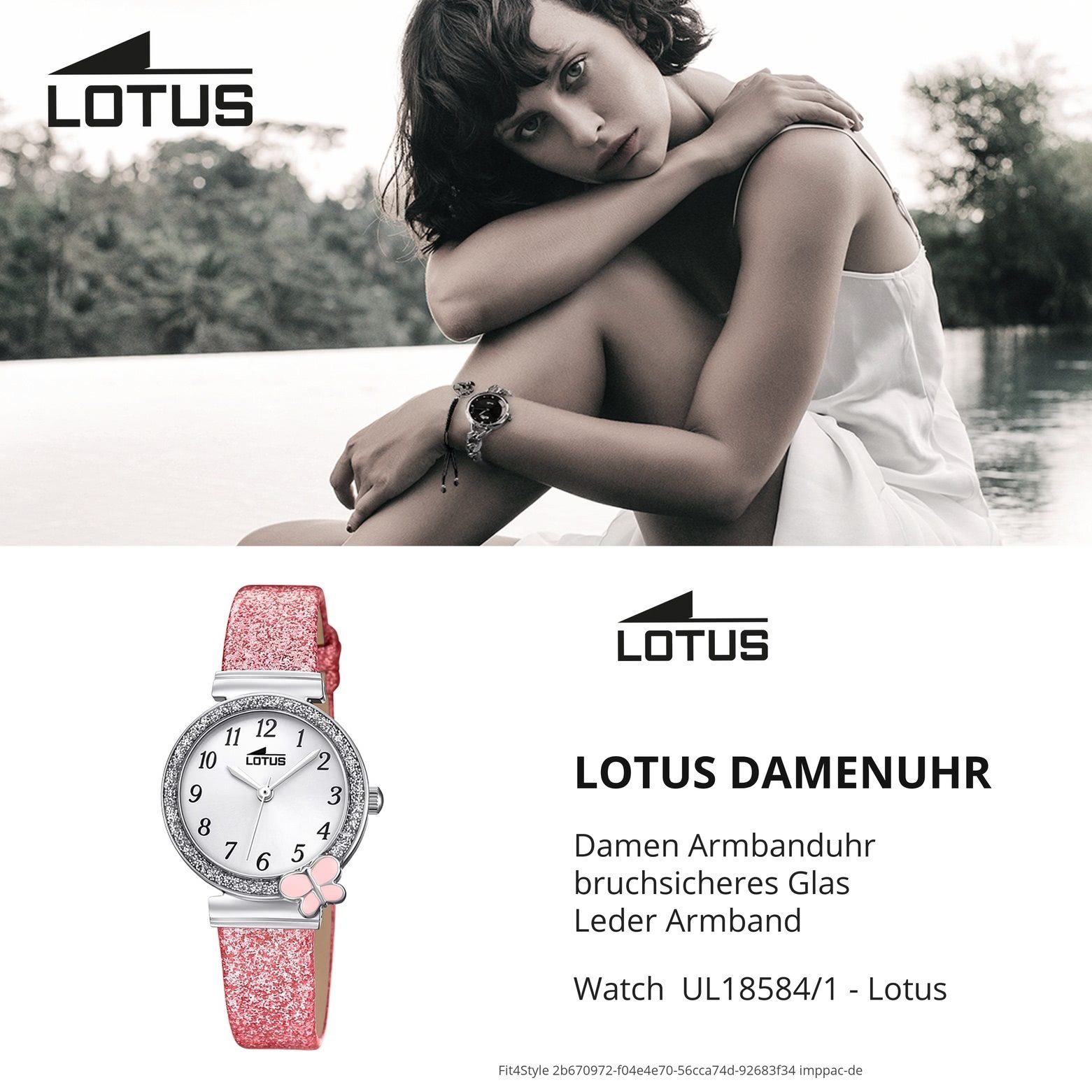 Damen Uhren Lotus Quarzuhr UL18584/1 LOTUS Damen Uhr Fashion 18584/1 Leder, Damen Armbanduhr rund, Lederarmband rosa