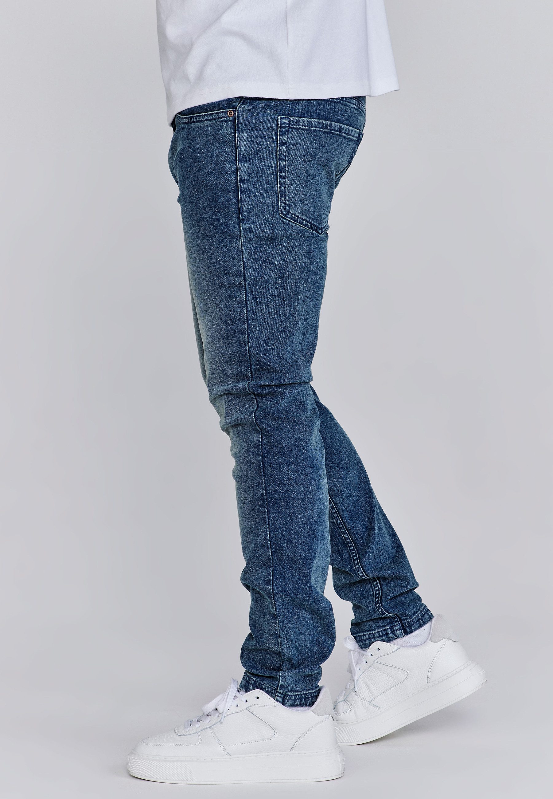 Siksilk Slim-fit-Jeans SikSilk Herren Blaue Slim Fit Jeans