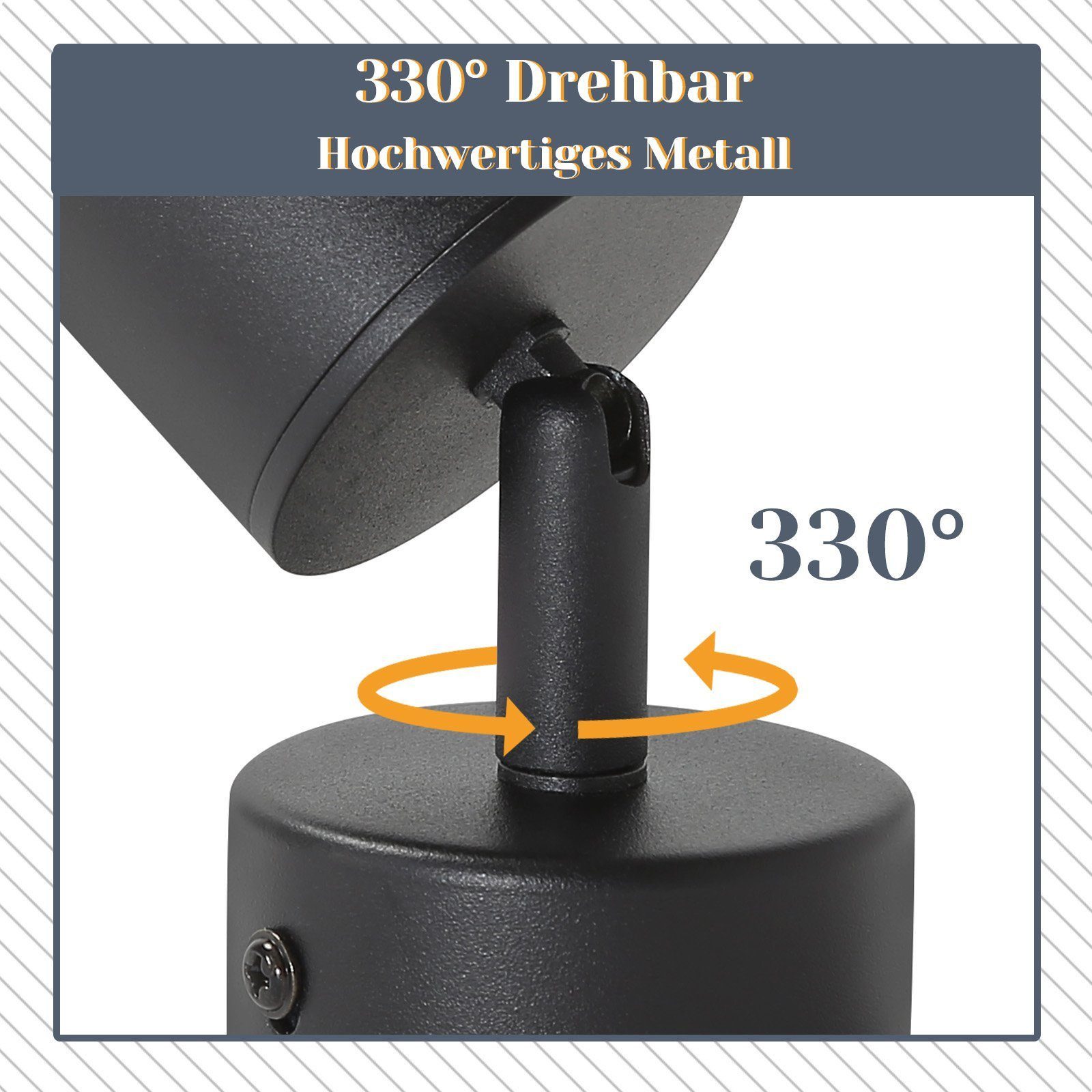 ZMH LED Deckenstrahler GU10 Deckenstrahler 350° drehbar – modern, für Flur & Wohnraum, LED fest integriert, Modern Flurlampe Industrial Wandstrahler Schlafzimme – Bild 4 von 5