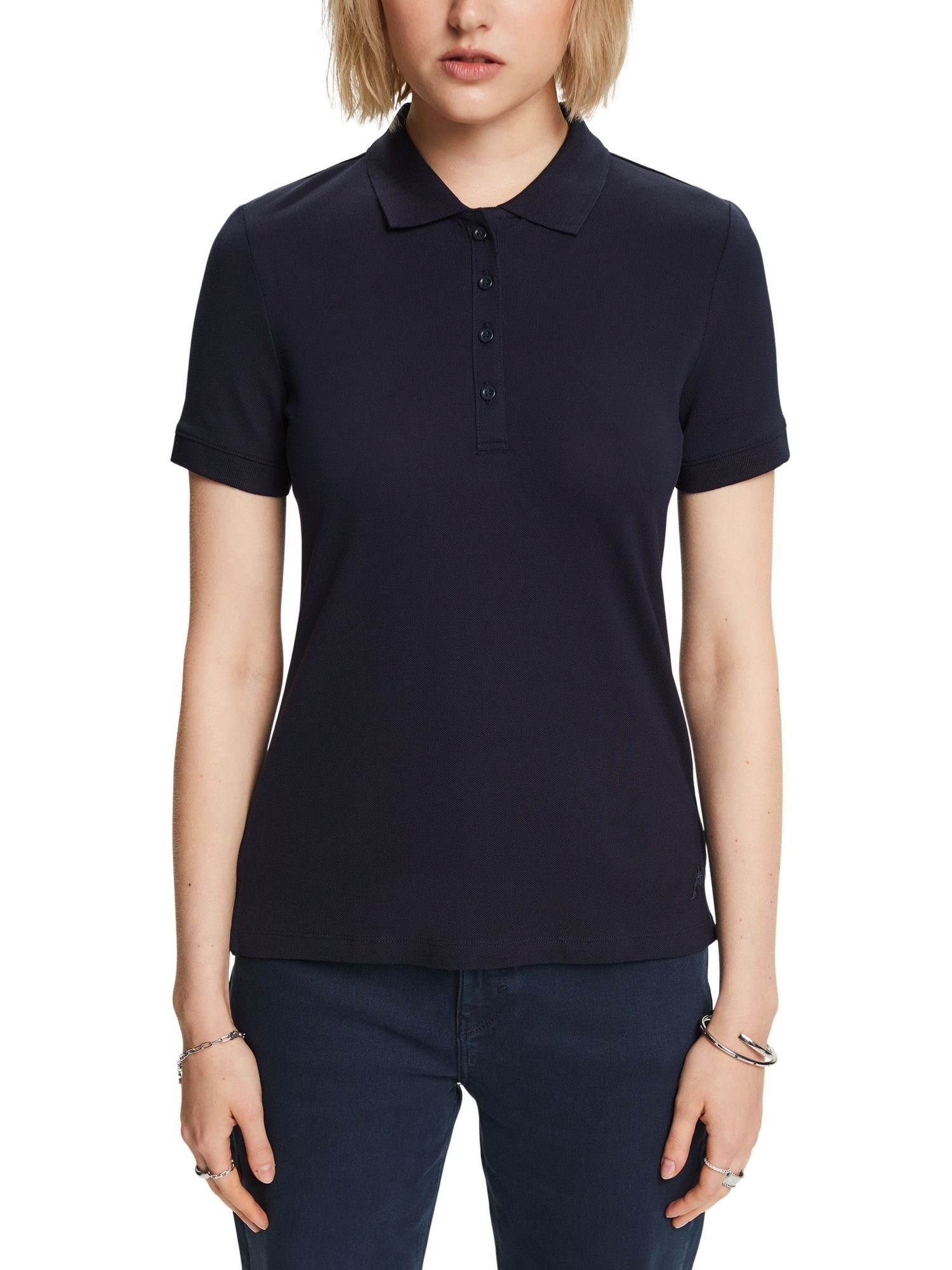Esprit T-Shirt Charakteristisches Piqué-Poloshirt (1-tlg) NAVY