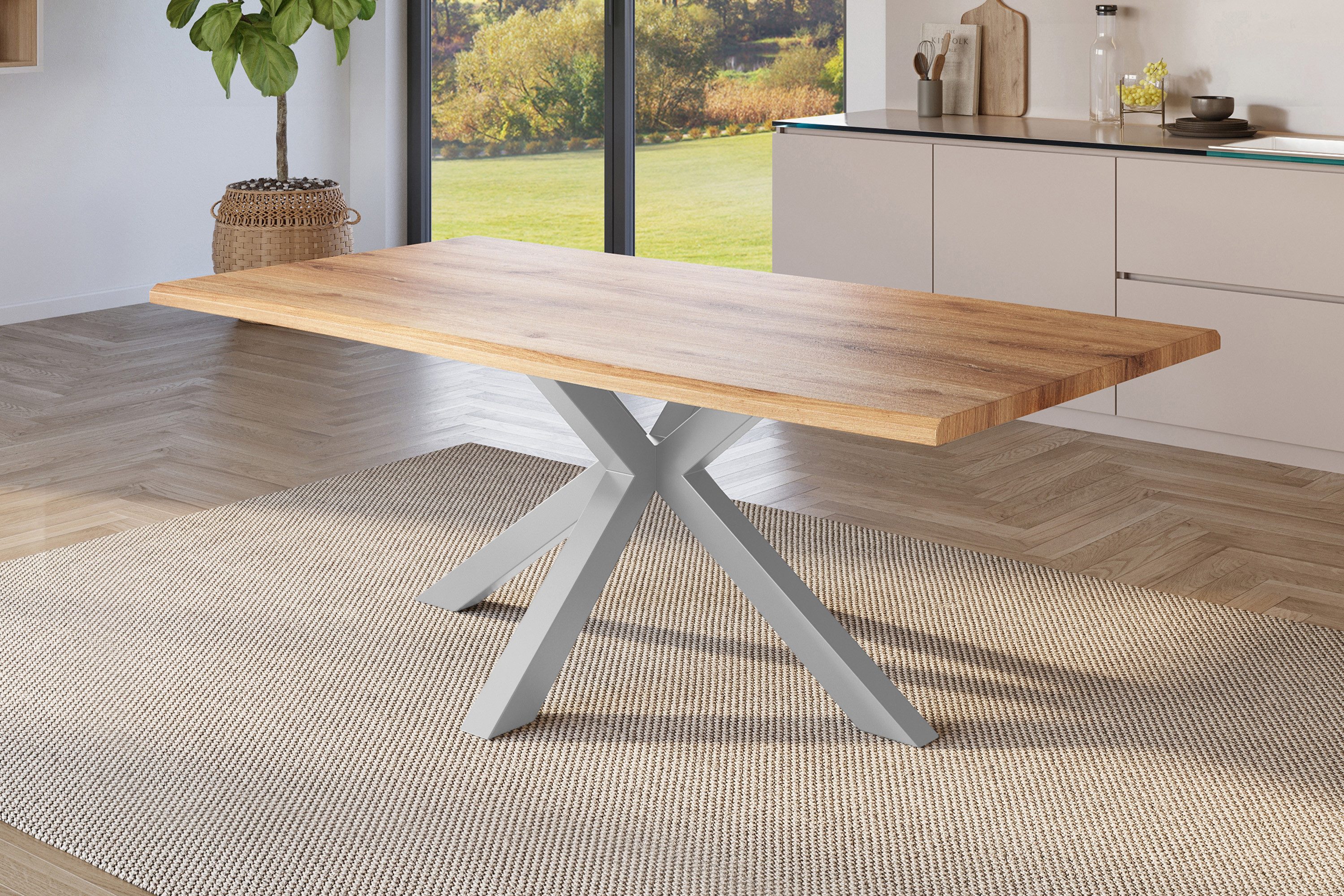 SAM® Esstisch Juliane, Holz Wildeiche-Optik, verschiedene Metallgestelle, Baumkante