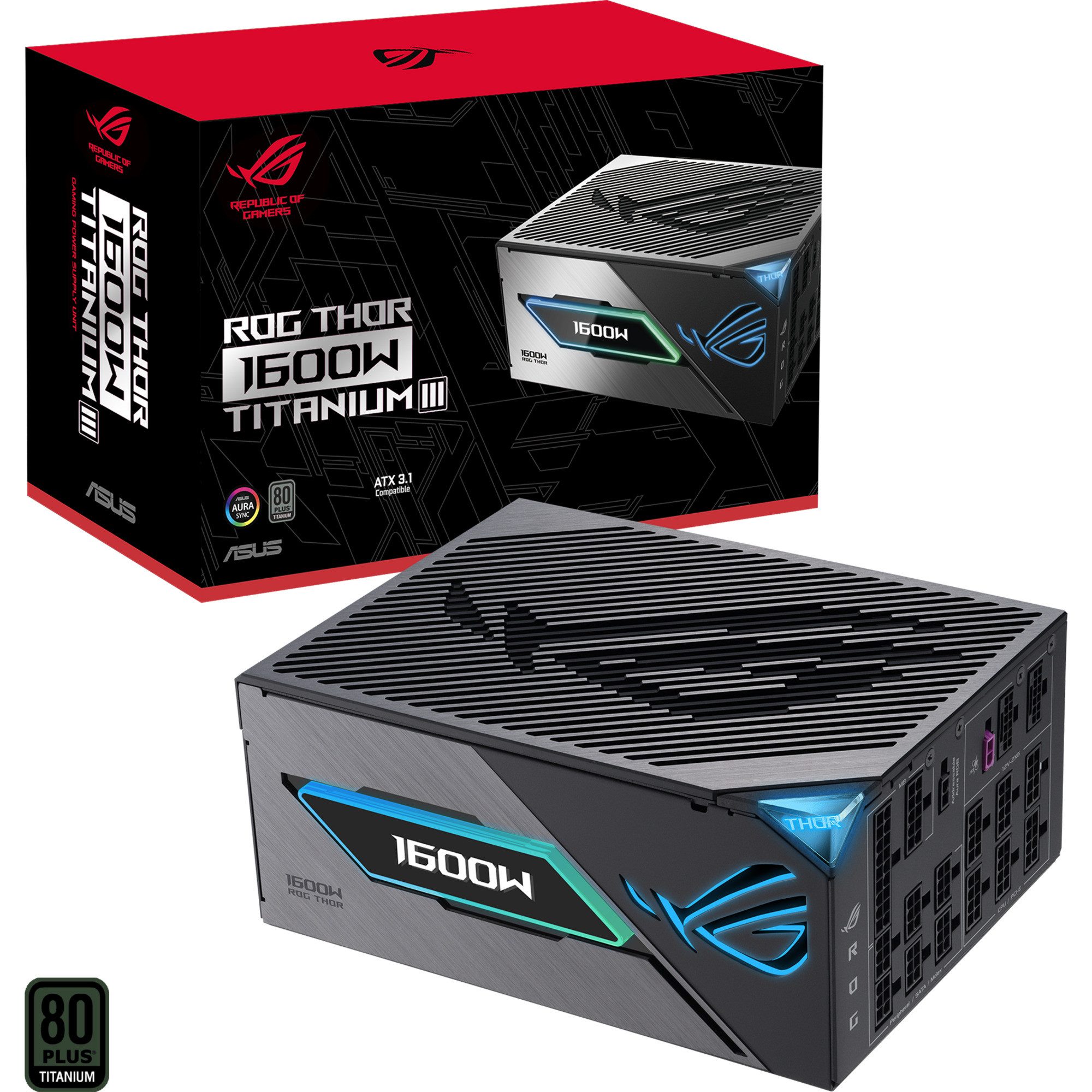 Asus ASUS ROG THOR 1600W Titanium III, PC-Netzteil, (2x PC-Netzteil (80 PLUS Titanium)