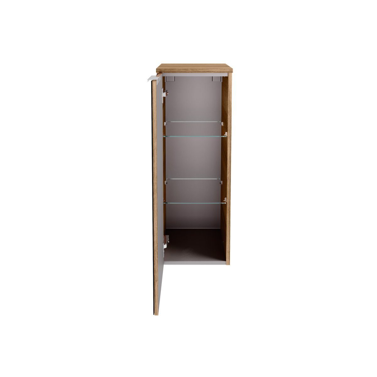 FACKELMANN Midischrank B.brillant Midischrank 30cm - Ast Eiche - Glas Anthrazit