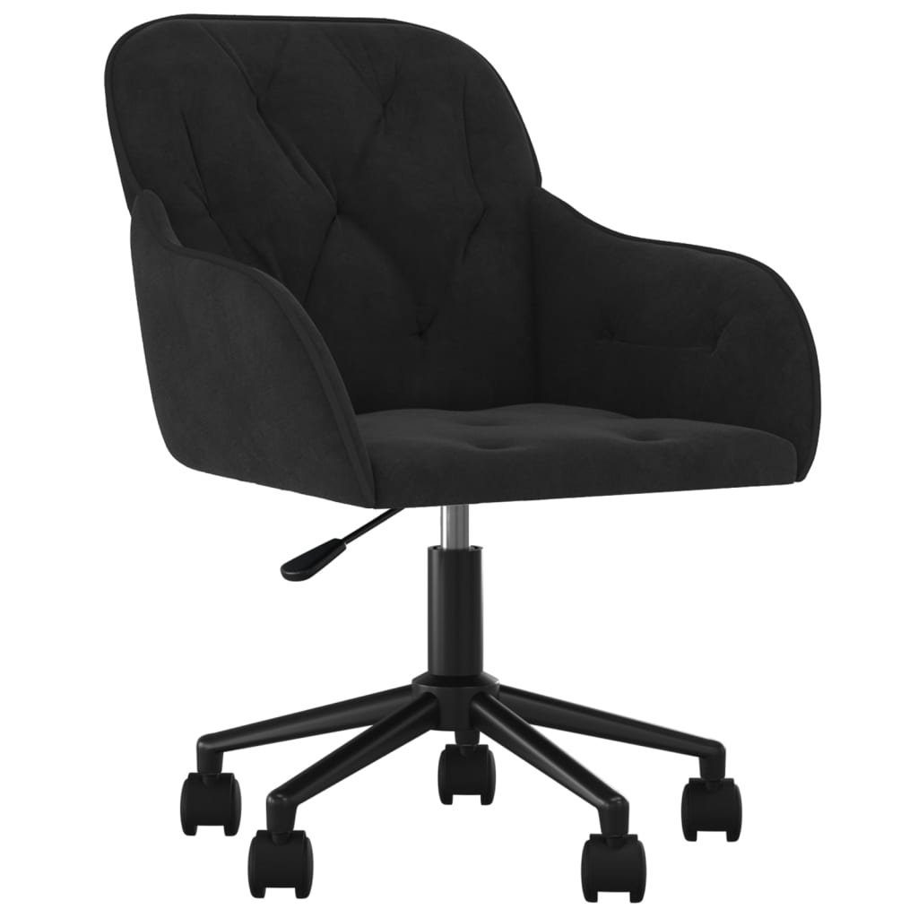 furnicato Bürostuhl Trendiger schwarzer aus Samt 56 x 61 x (78-86) cm (1 St), Drehbarer Schreibtischstuhl mit Gasdruckfeder und Metallgestell