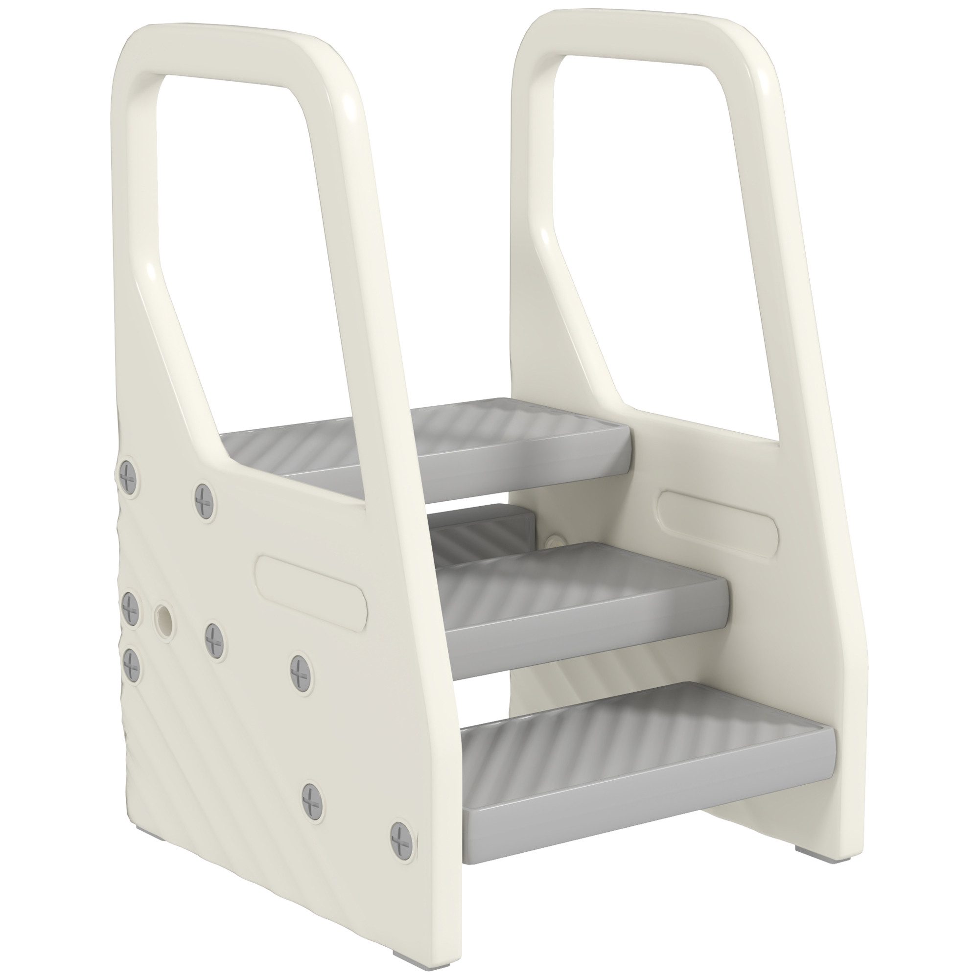 AIYAPLAY Stehhilfe 3 Stufen Höhenverstellbar Kinderhocker für 2-5 Jahre (Tritthocker, 1 St), bis 30 kg belastbar, für Bad, Küche, Kinderzimmer, Grau