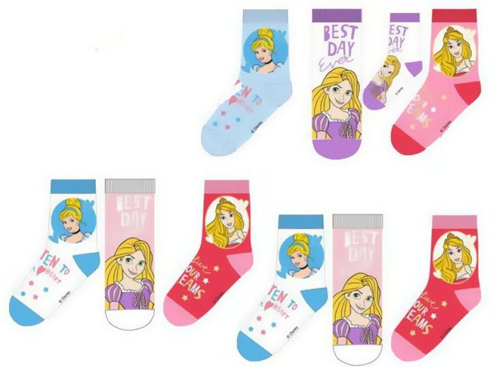 27-30 6 Paar Disney Princess Kindersocken Mädchen Socken Strümpfe Prinzessin Gr