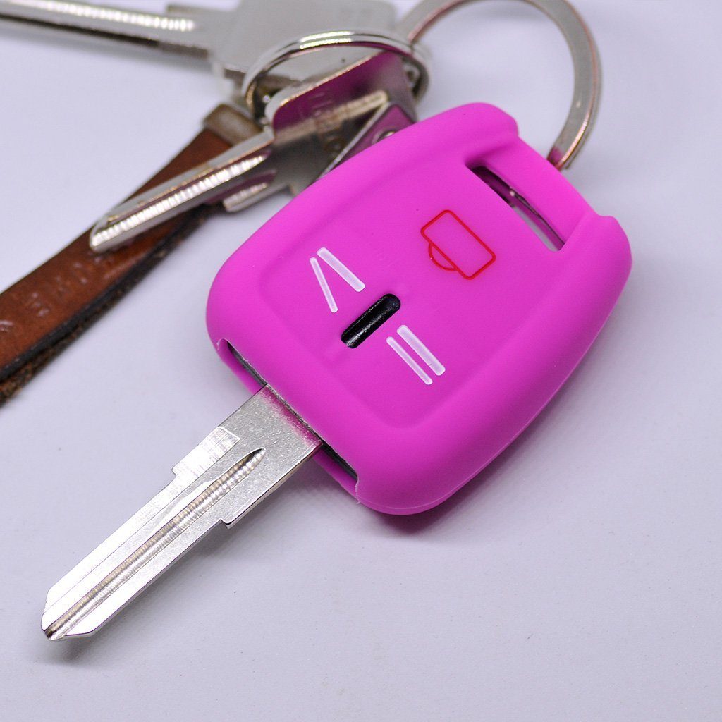 mt-key Schlüsseltasche Autoschlüssel Softcase Silikon Schutzhülle Pink, für OPEL Signum Vectra C Vauxhall 3 Tasten Funk Fernbedienung