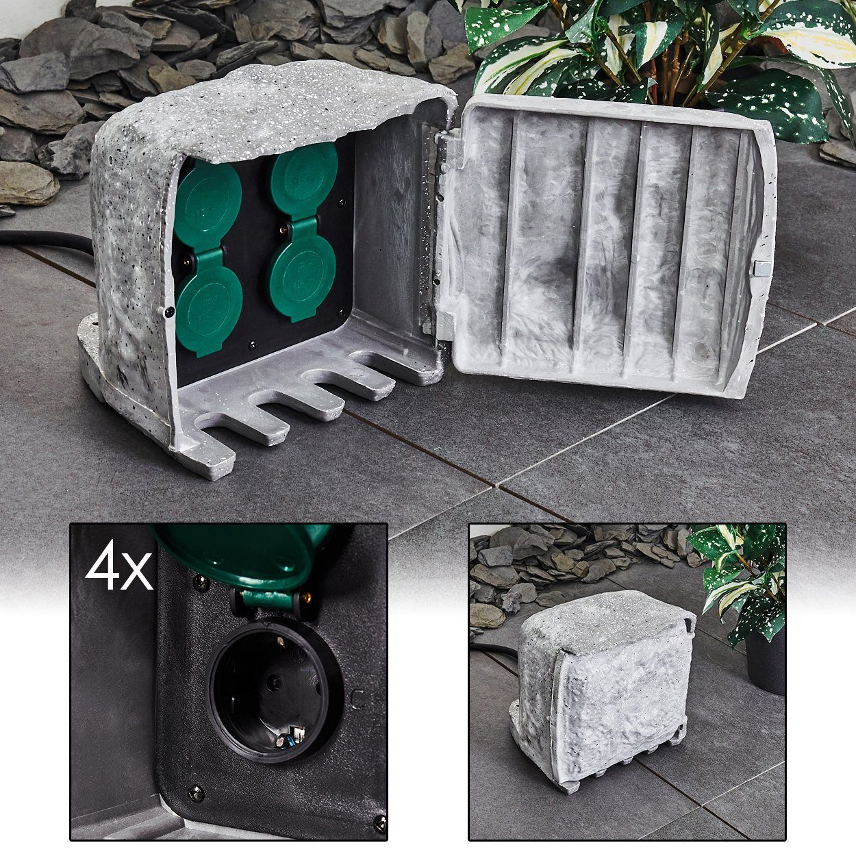 ᐅ hofstein Gartenleuchte Außensteckdose Steckdose, Metall