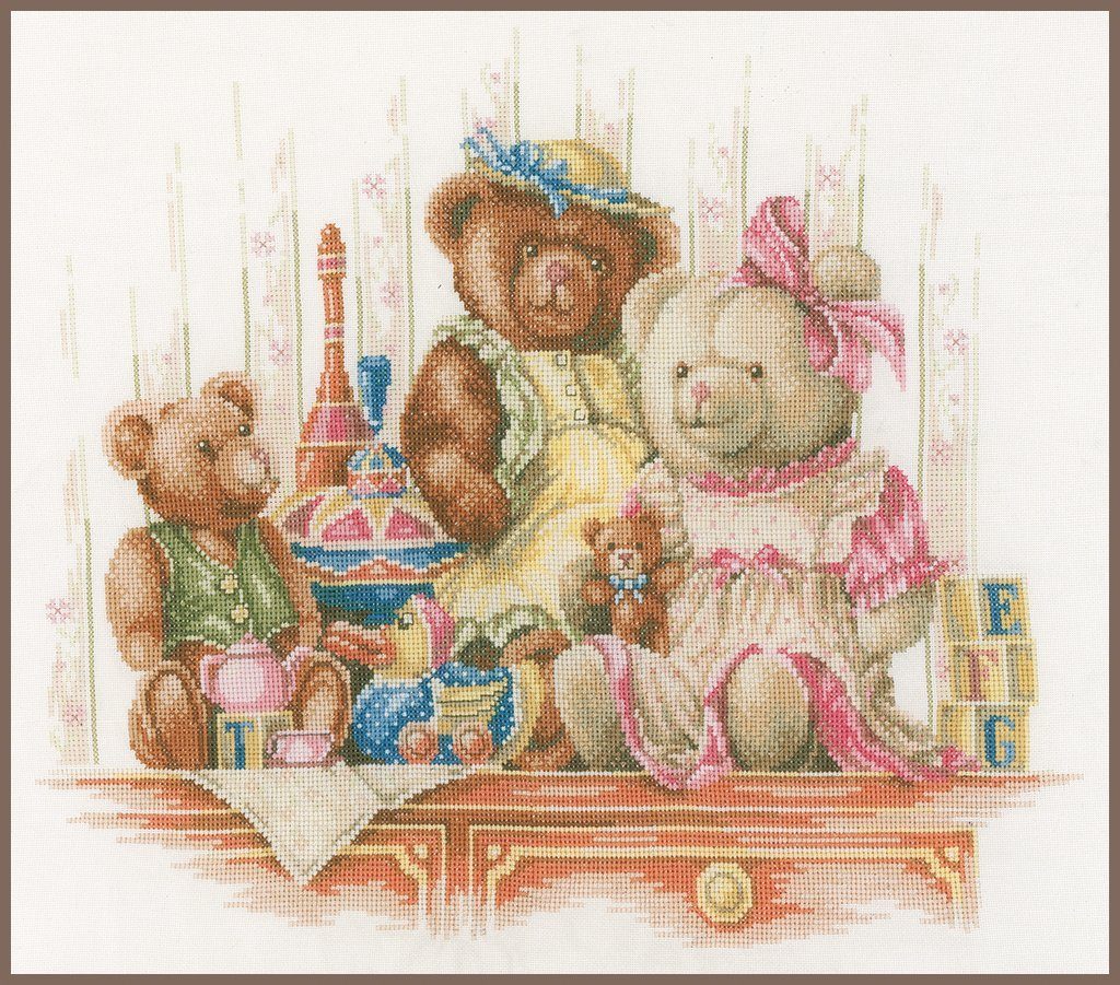 Lanarte Kreativset Lanarte Teddybär Familie Kreuzstichpackung, (Set, embroidery Kit), Made in Europa