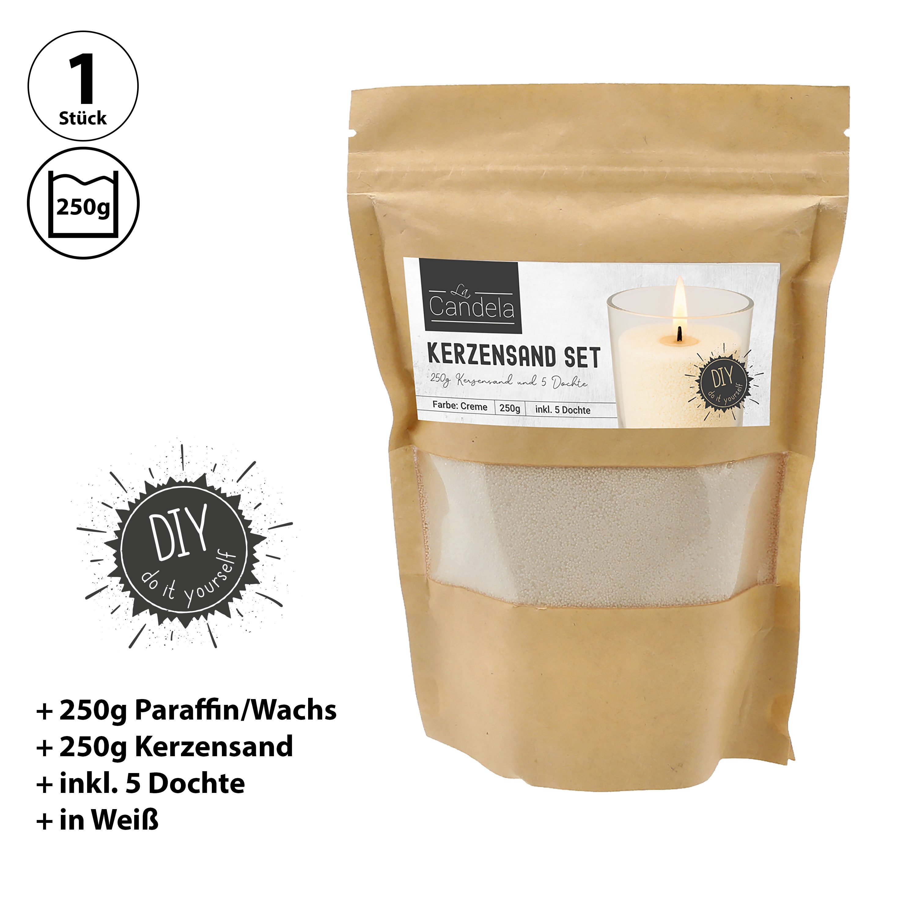 CEPEWA Formkerze DIY Kerzensand 5 Dochte 250gr creme Paraffinwachs Sandgran günstig online kaufen