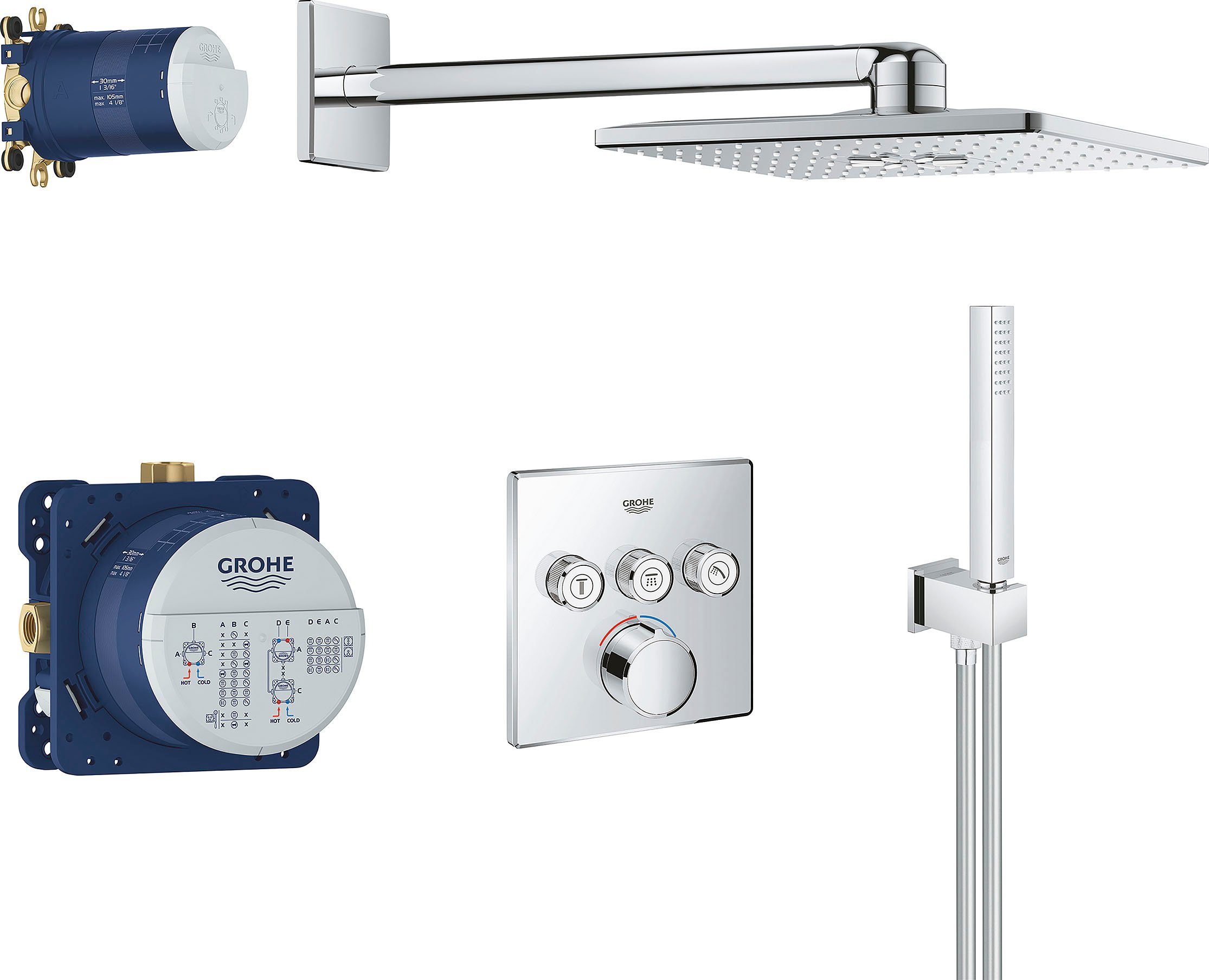 Grohe Duschsystem Smart Control, 1 Strahlart(en), Packung, mit langlebieger und scheinender Oberfläche | Brausegarnituren