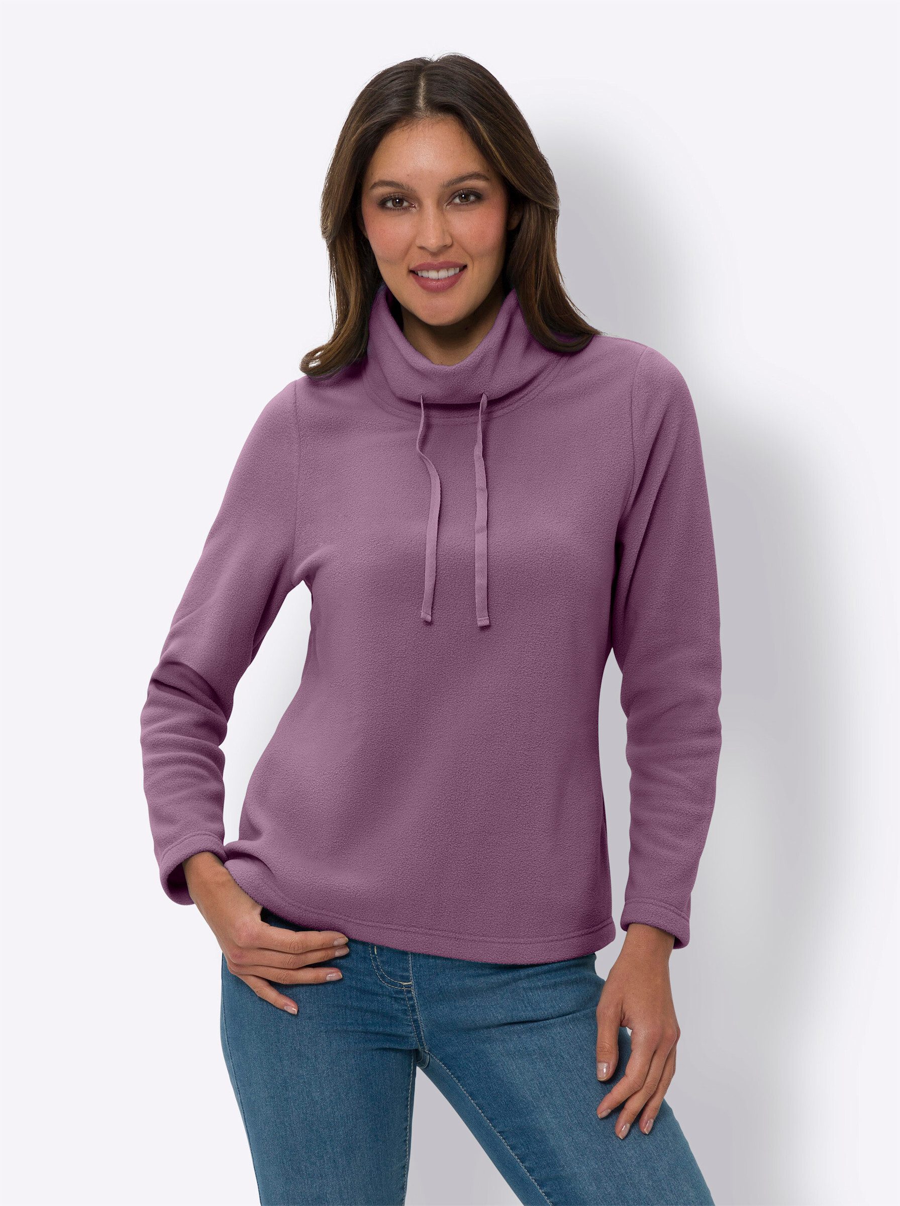 Sieh an! Fleeceshirt Fleece-Shirt Langarm Länge ca. 66 cm